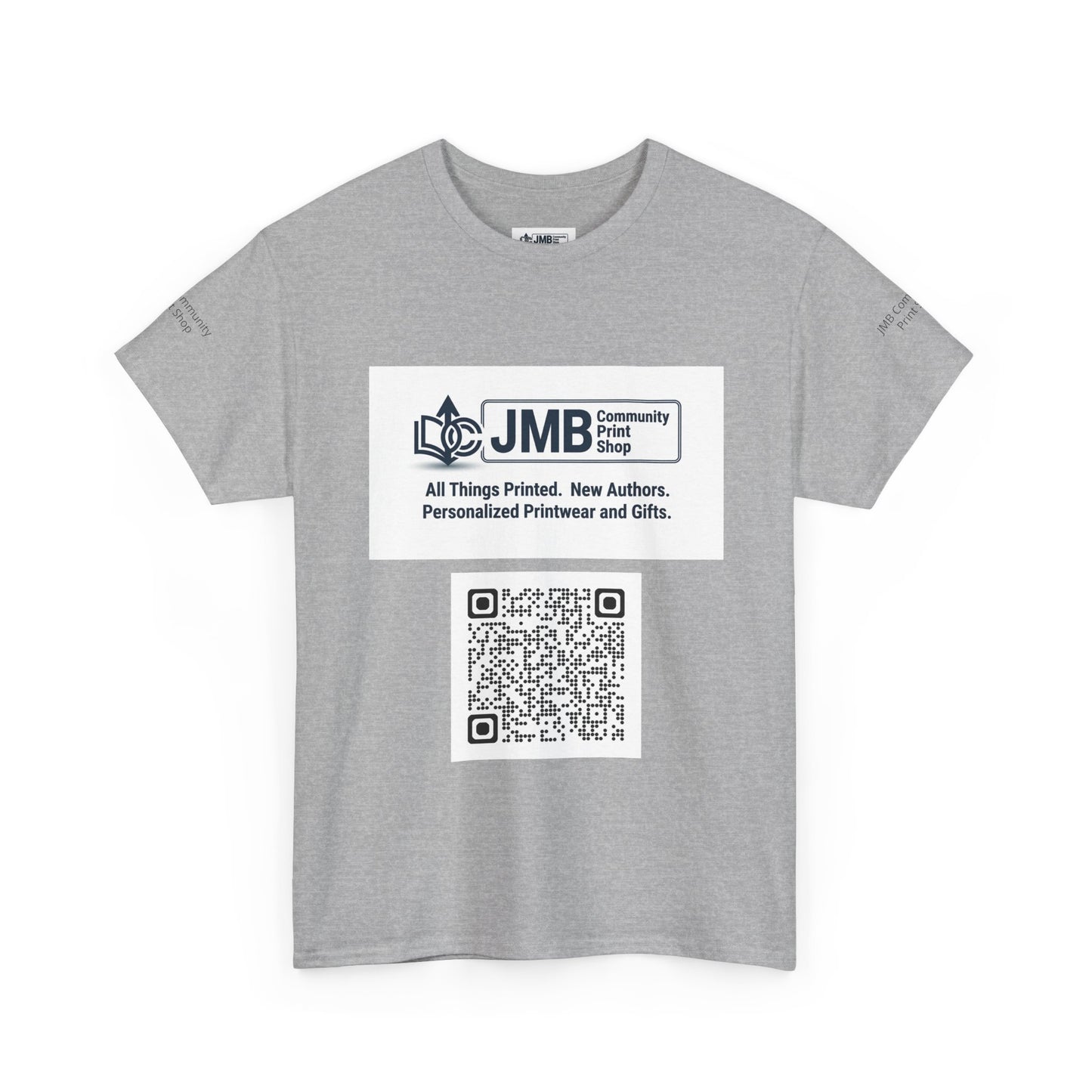 JMB Community Print Shop Logo Tee — Personalized Print & New Authors Promotional T‑Shirt