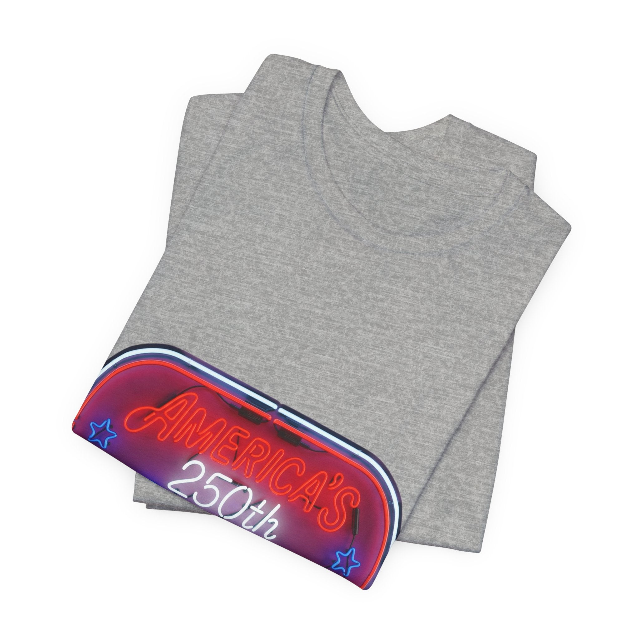 250th Birthday Neon Sign Tee — Retro Birthday Graphic T-Shirt