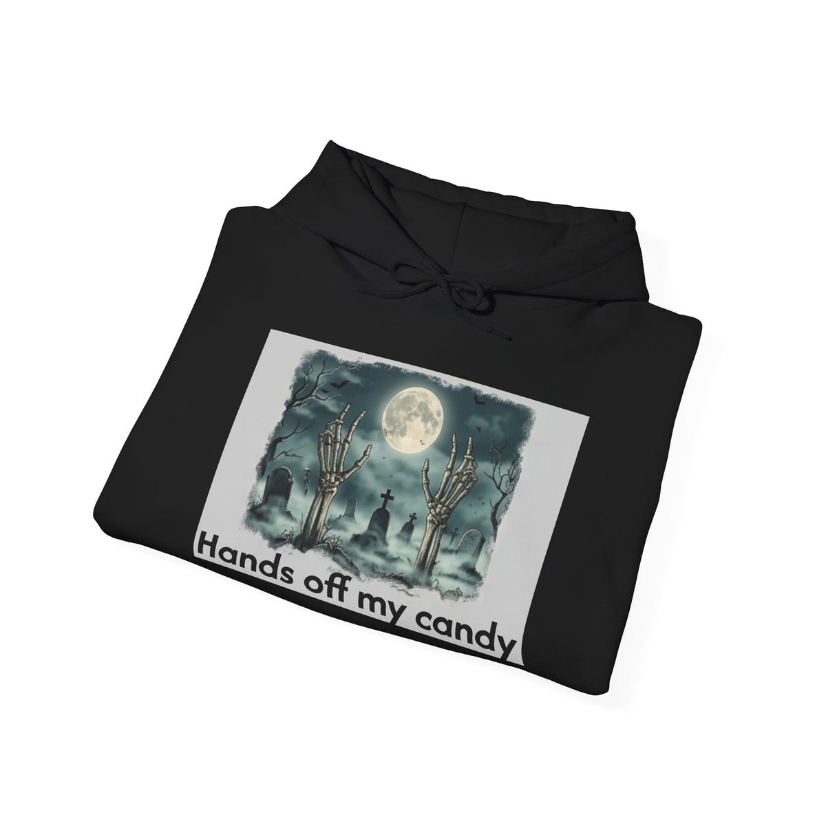 Hoodie — 'Hands Off My Candy' Halloween Moonlit Graveyard Graphic