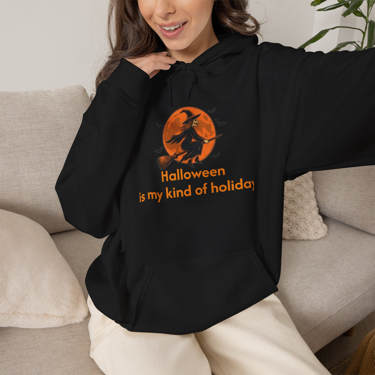 Halloween Hoodie — "Halloween is my kind of holiday" Witch Moon Sweatshirt