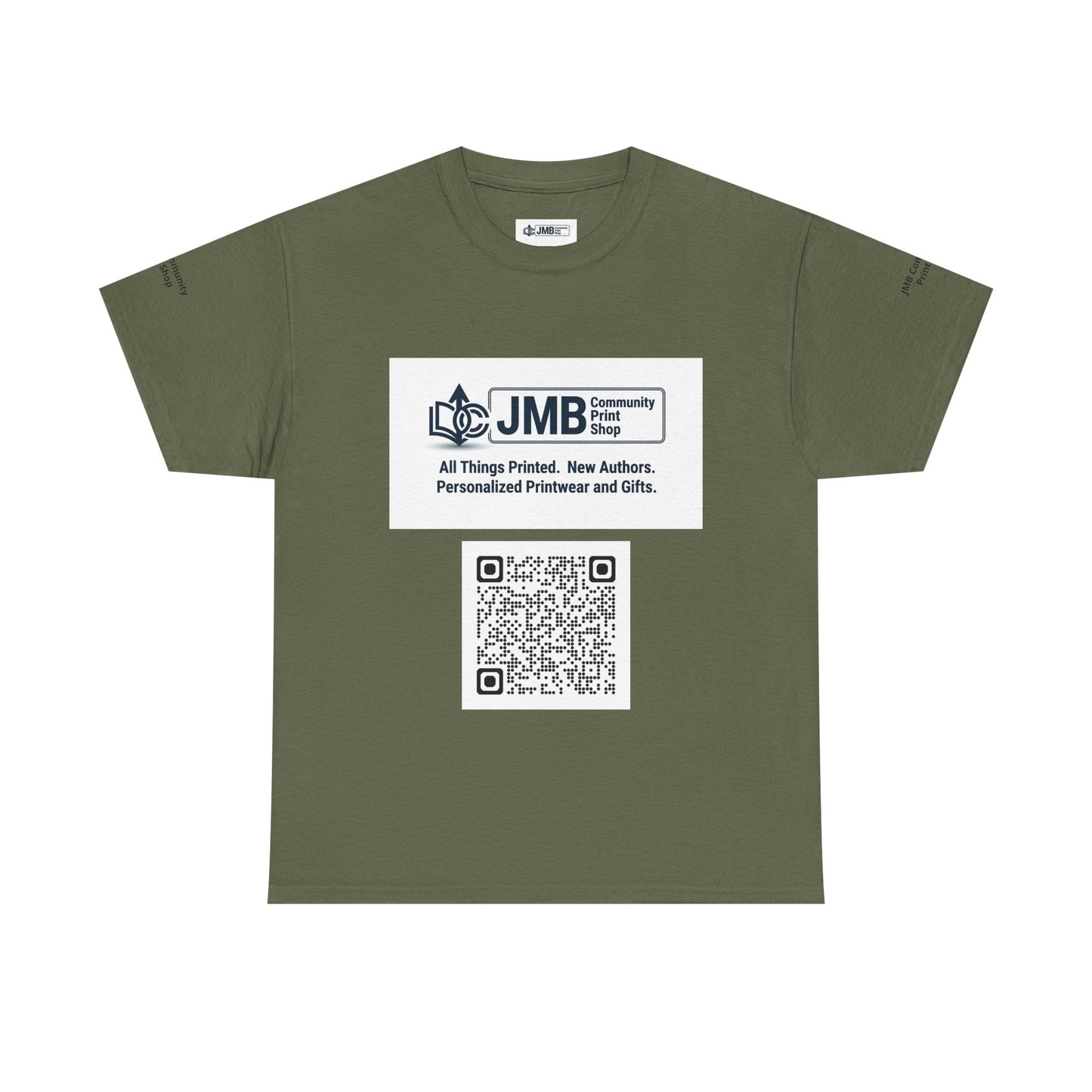 JMB Community Print Shop Logo Tee — Personalized Print & New Authors Promotional T‑Shirt