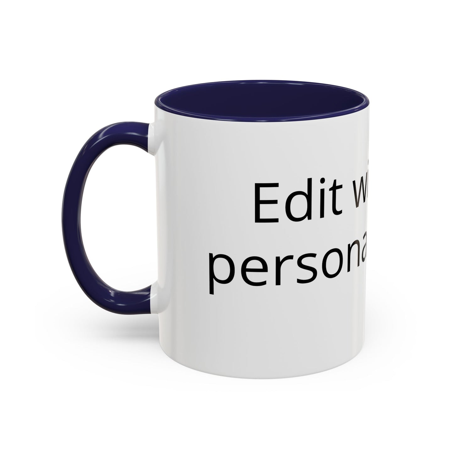 Personalized Accent Coffee Mug — Custom Text Black-Trim 11/15oz