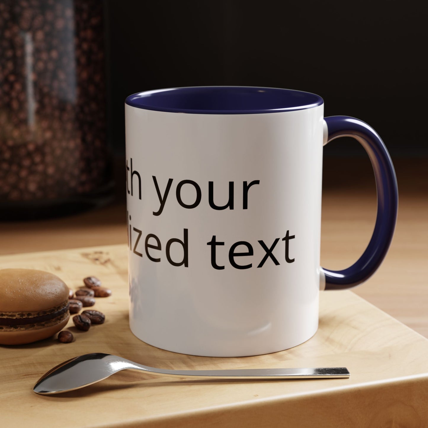 Personalized Accent Coffee Mug — Custom Text Black-Trim 11/15oz