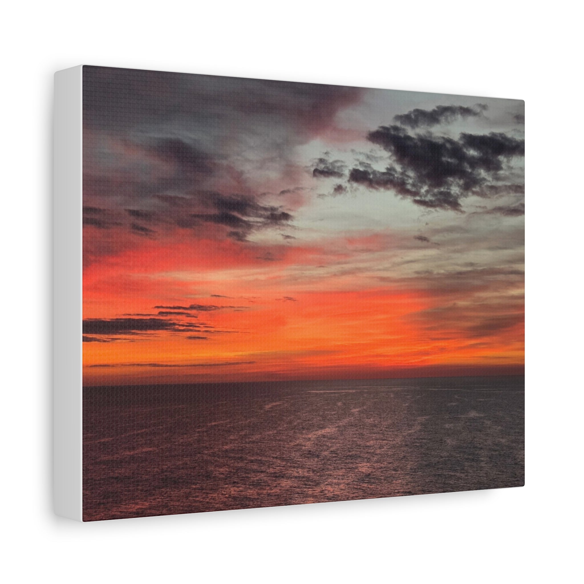 Dramatic Ocean Sunset Matte Canvas Print — 10"x8" Wall Art with 1.25" Pine Frame