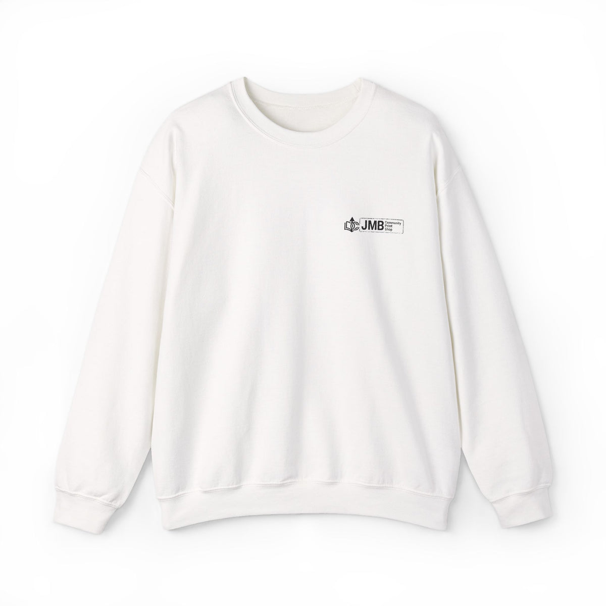JMB Community Print Shop Embroidered Crewneck Sweatshirt — Logo Chest Design