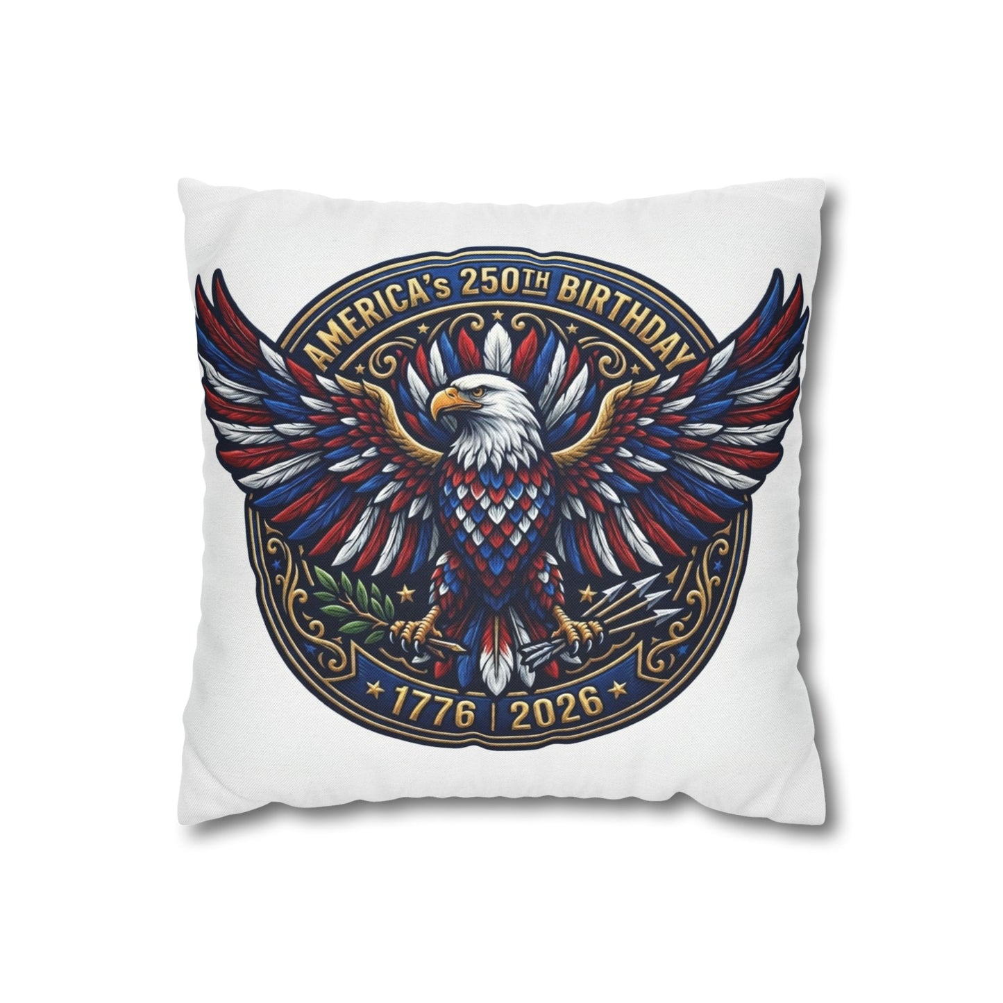 America’s 250th Birthday Eagle Throw 14"x14" Pillowcase — Patriotic 1776–2026 Decorative Cushion Cover