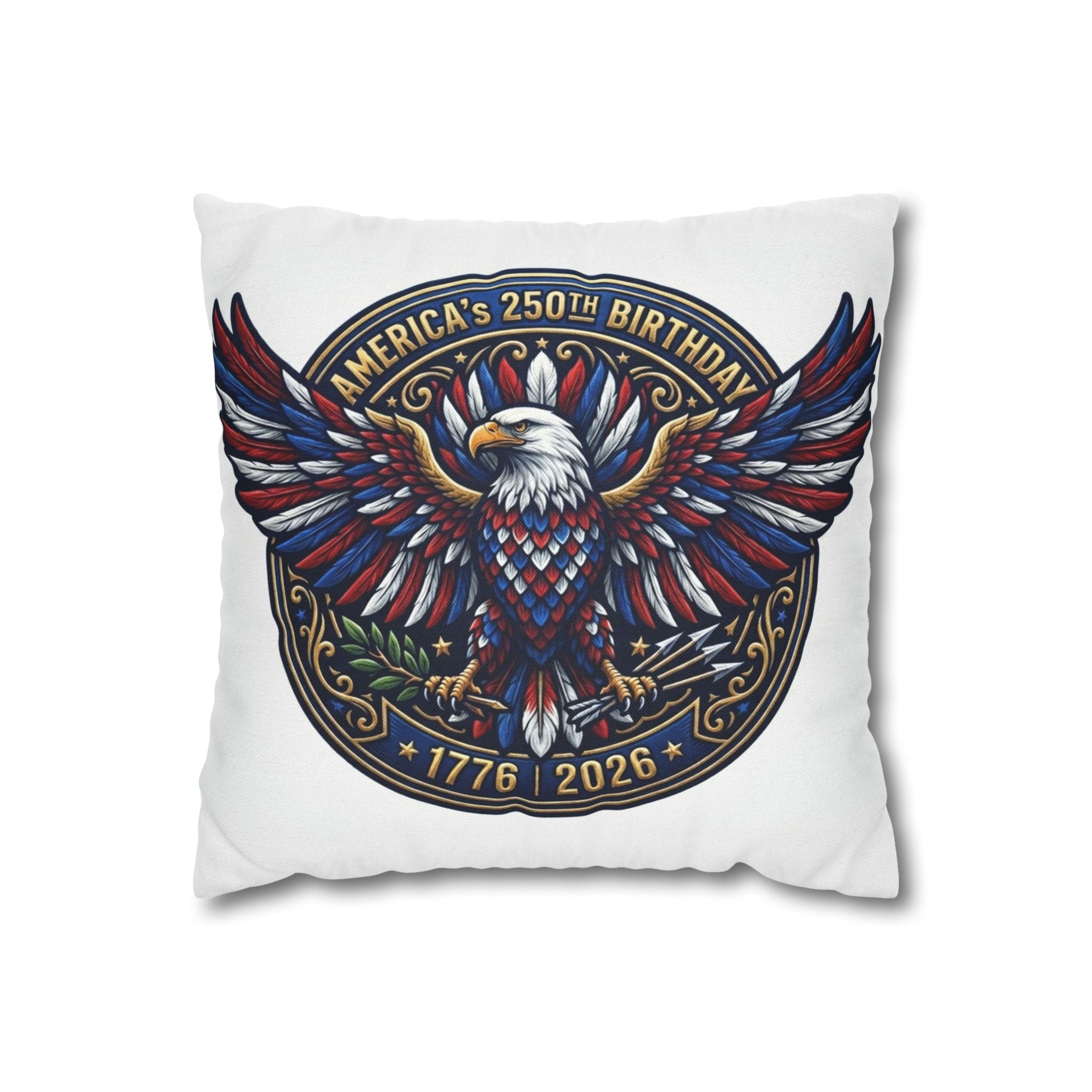America’s 250th Birthday Eagle Throw 14"x14" Pillowcase — Patriotic 1776–2026 Decorative Cushion Cover