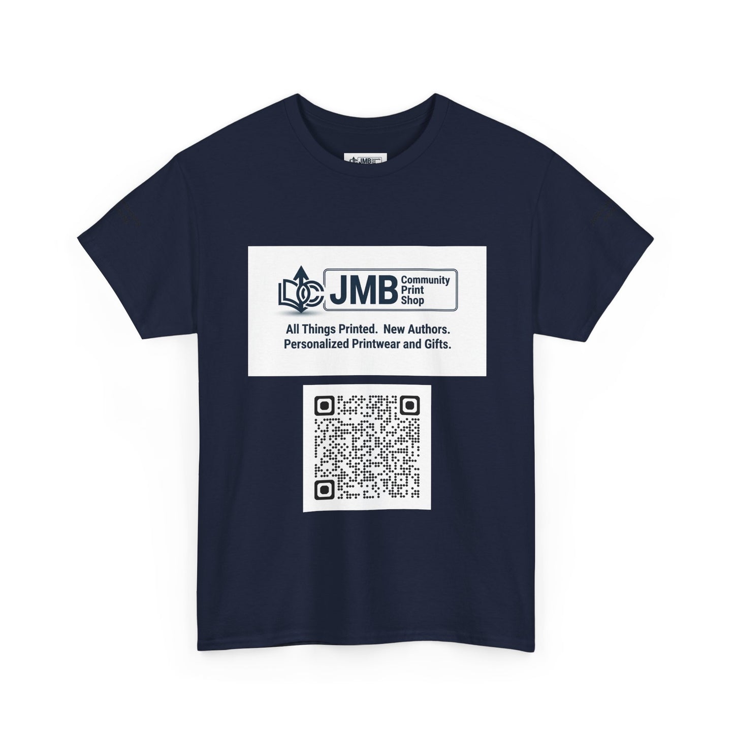 JMB Community Print Shop Logo Tee — Personalized Print & New Authors Promotional T‑Shirt
