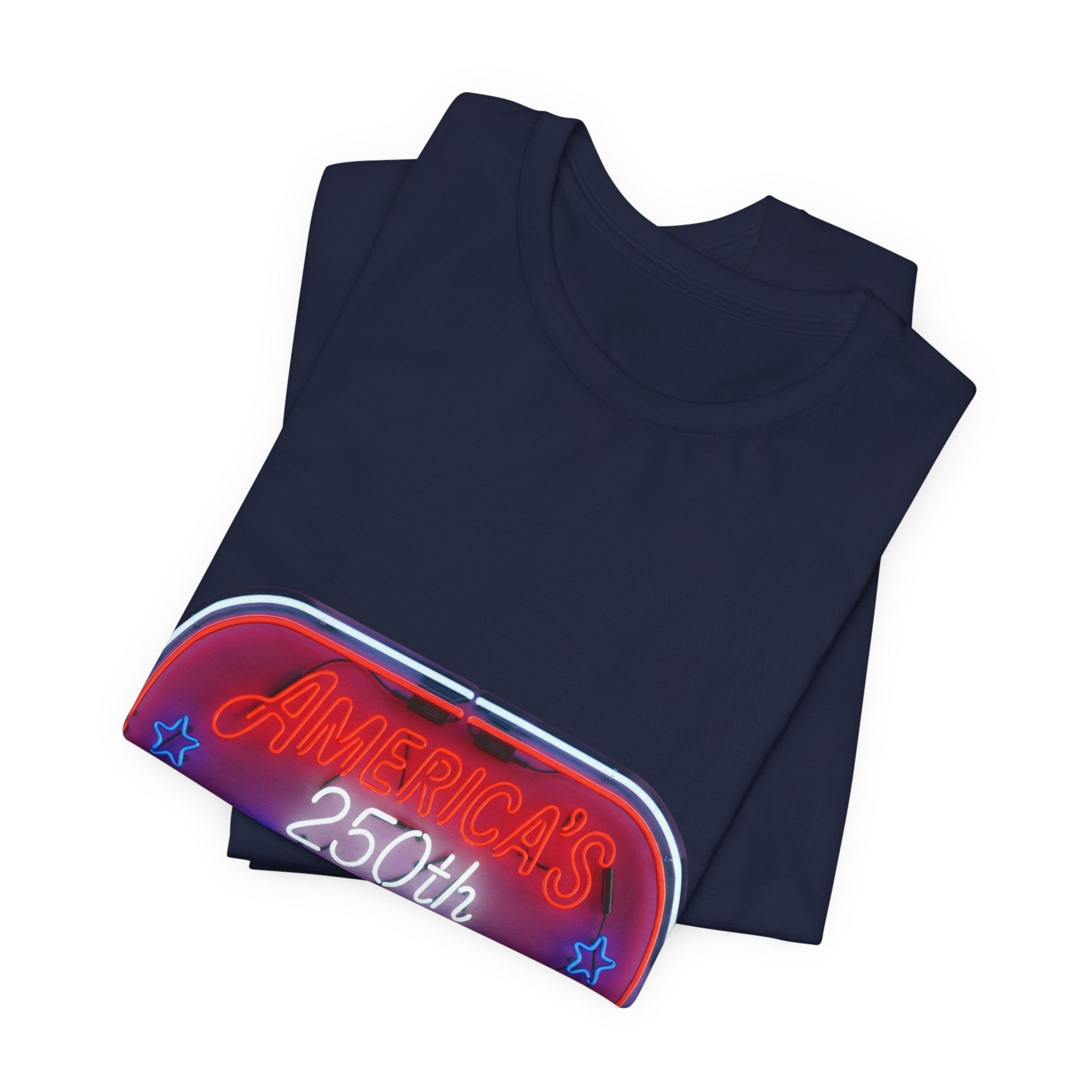 250th Birthday Neon Sign Tee — Retro Birthday Graphic T-Shirt