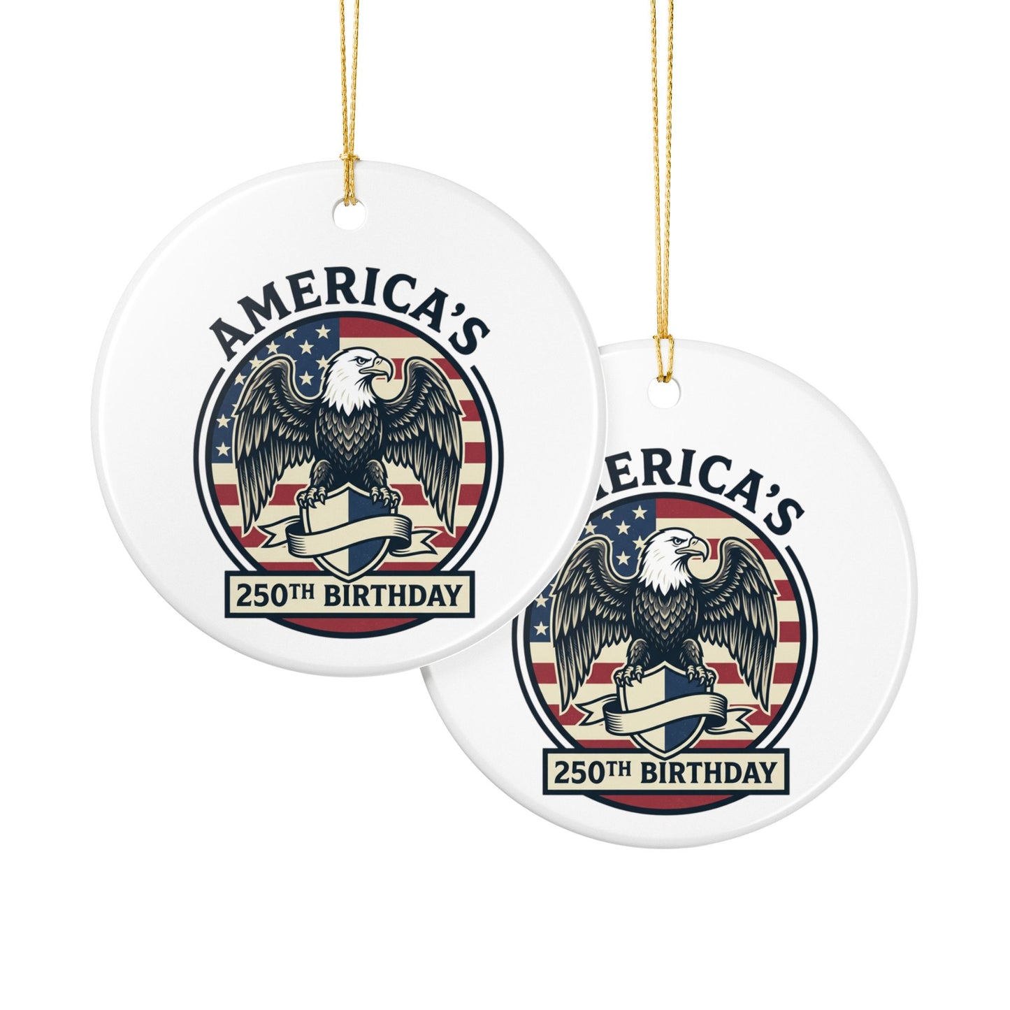 America's 250th Birthday Ceramic Ornament — Patriotic Eagle Holiday Decoration