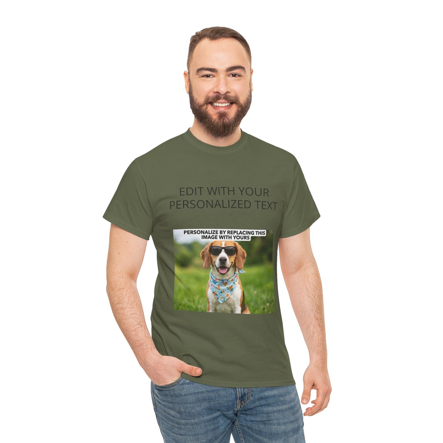 Fully Customizable Multi-Photo T-Shirt – Personalized Text & Image 2-Zone Tee