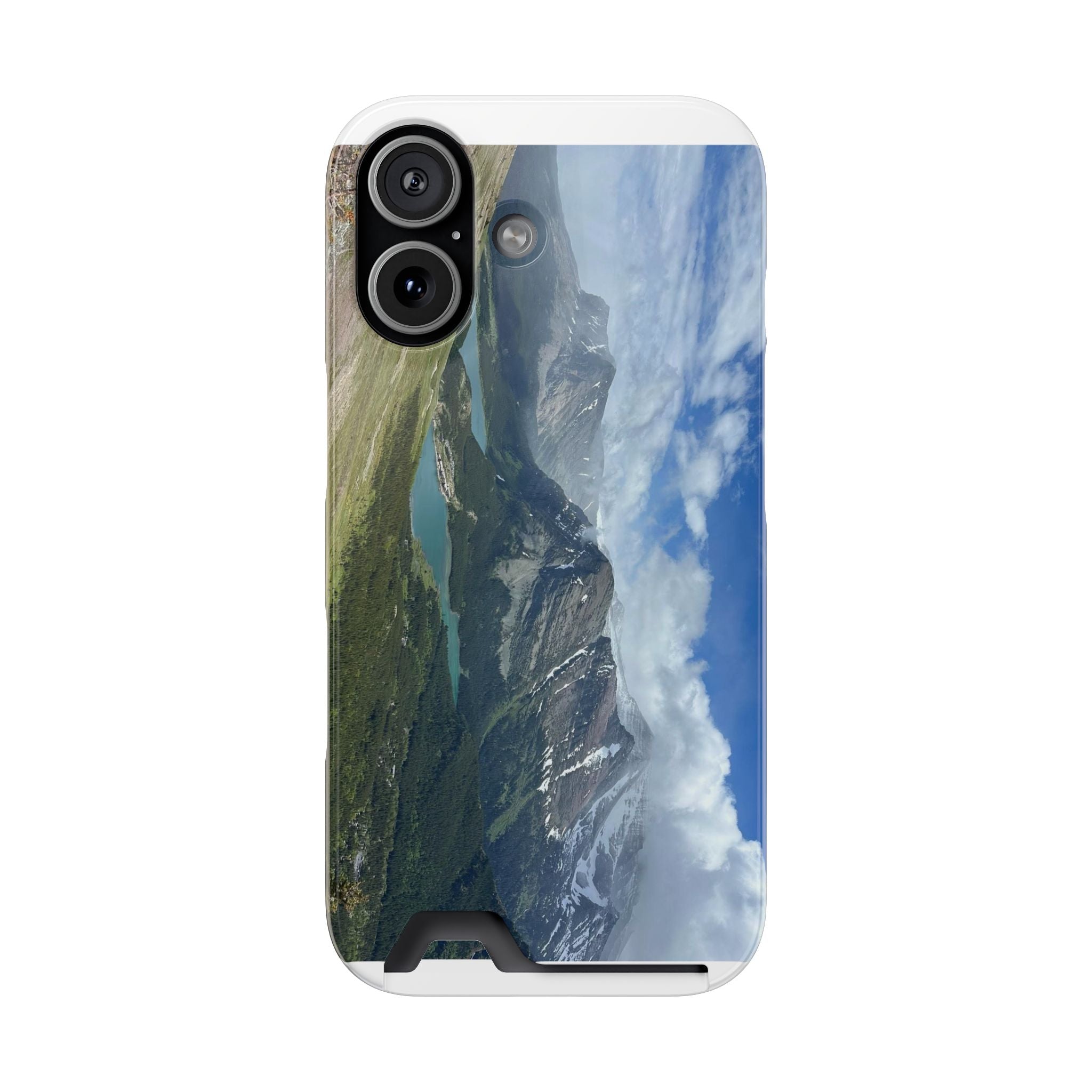 Glacier National Park Mountain Vista iPhone 17 Case with Card Holder — Scenic Alpine Landscape Wallet Case