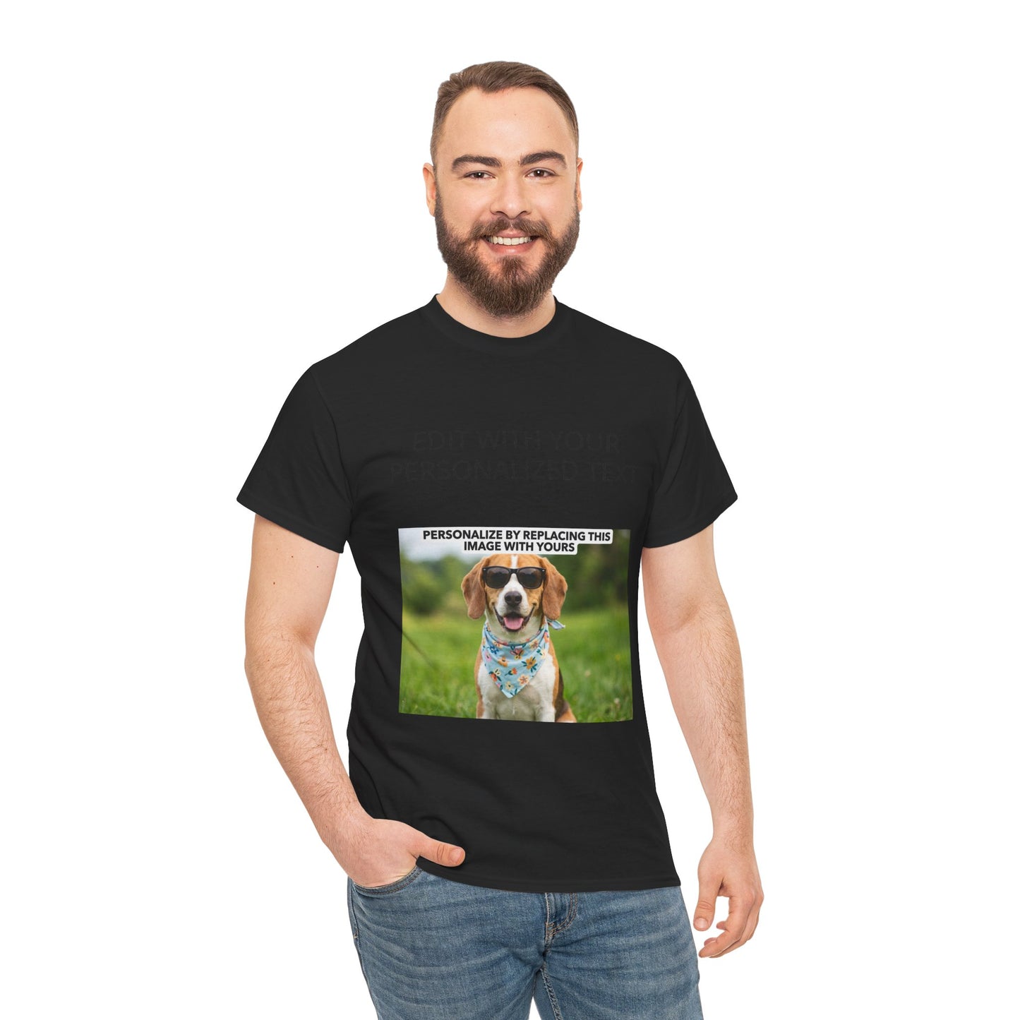 Fully Customizable Multi-Photo T-Shirt – Personalized Text & Image 2-Zone Tee