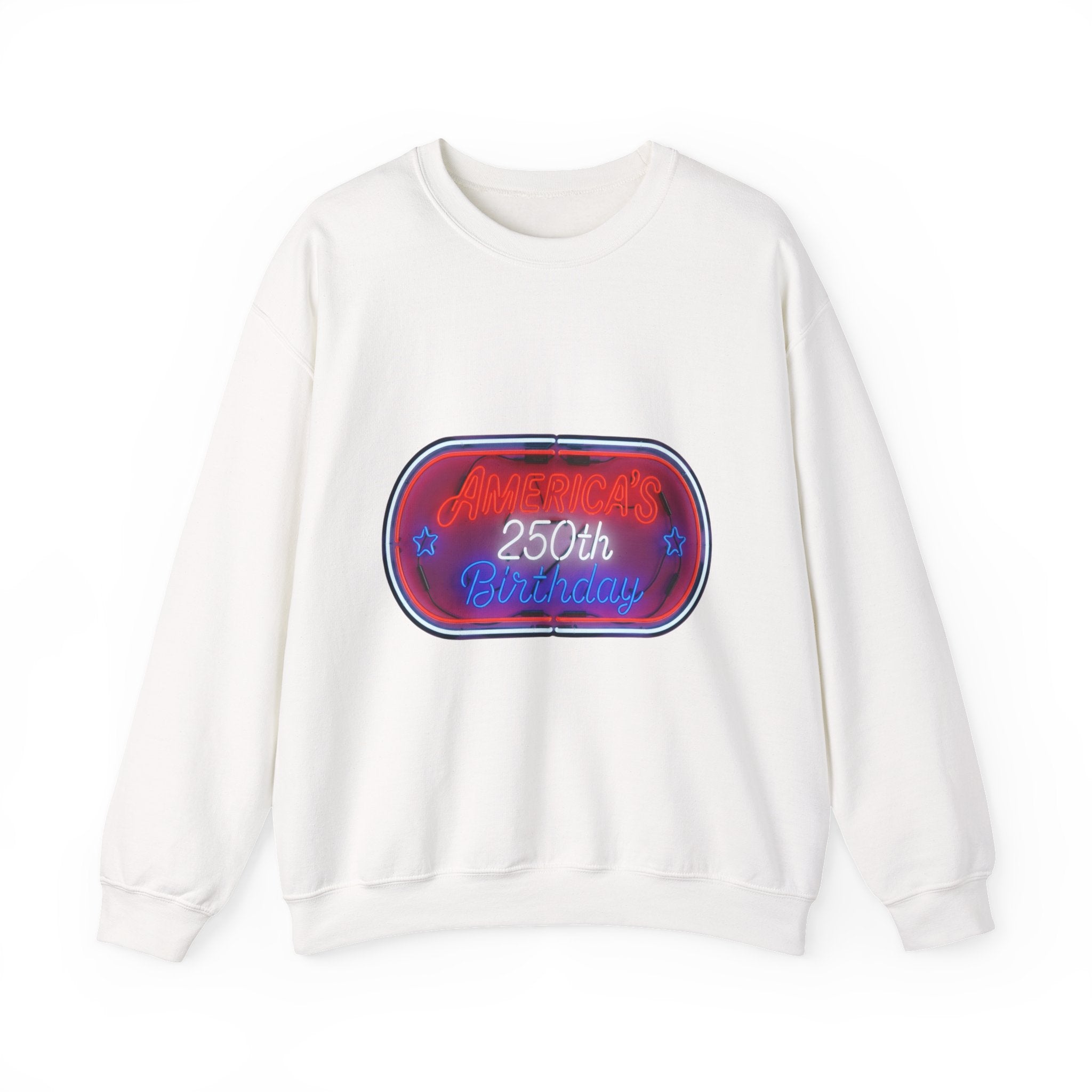 250th Birthday Neon Sign Crewneck Sweatshirt