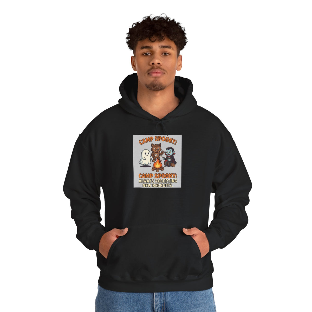 Halloween Camp Ghost Hoodie — "Camp Spooky" Cute Ghosts & Bonfire Sweatshirt
