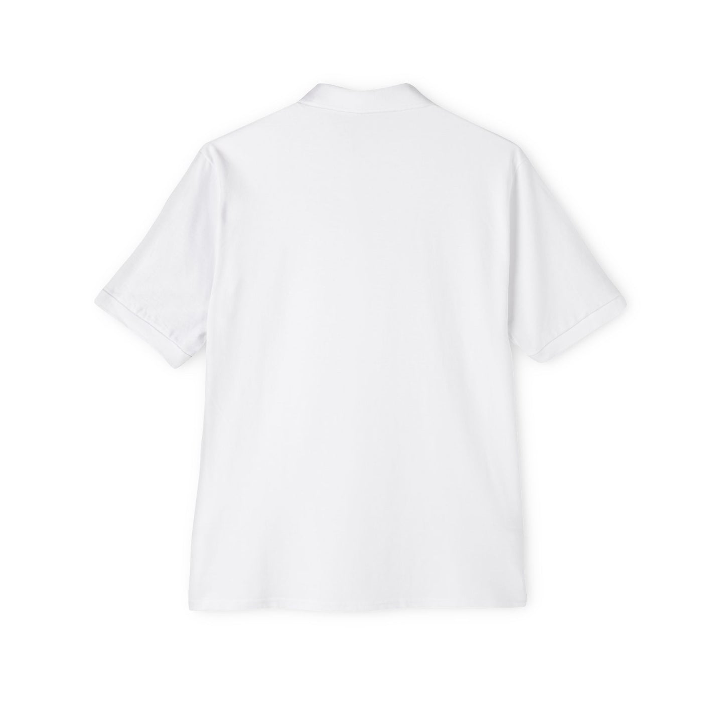 Classic Embroidered Logo Polo with JMB Community Print Shop Logo — Men's White Piqué Polo