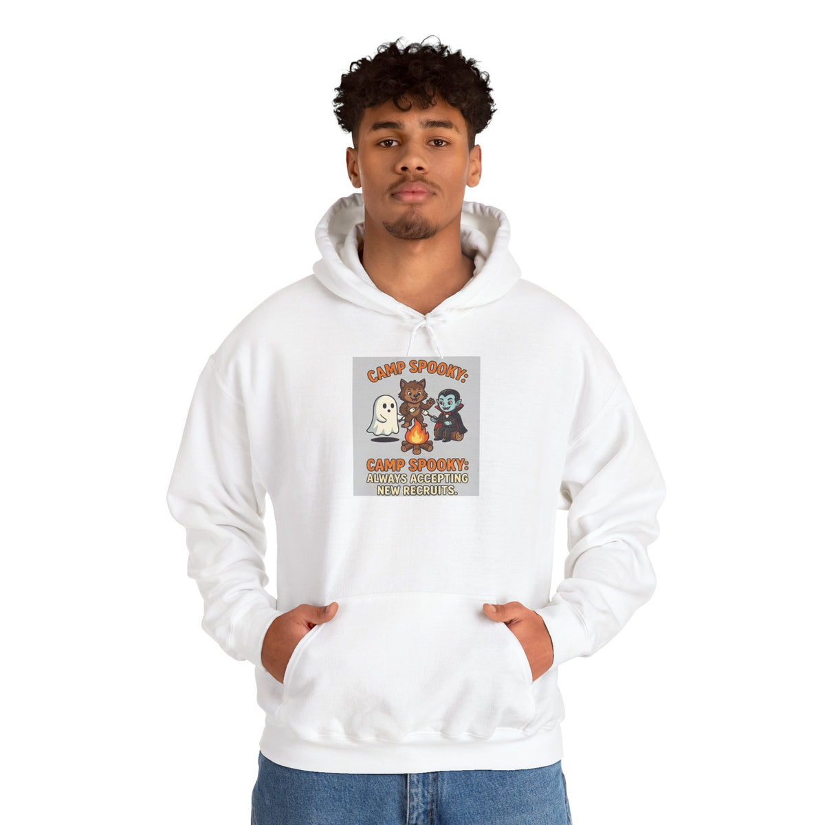 Halloween Camp Ghost Hoodie — "Camp Spooky" Cute Ghosts & Bonfire Sweatshirt
