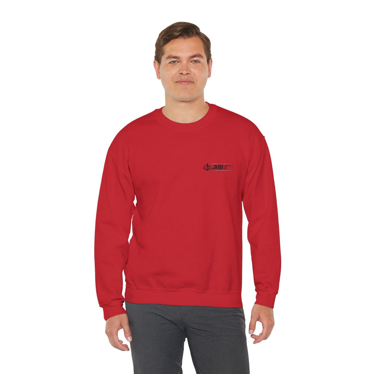 JMB Community Print Shop Embroidered Crewneck Sweatshirt — Logo Chest Design