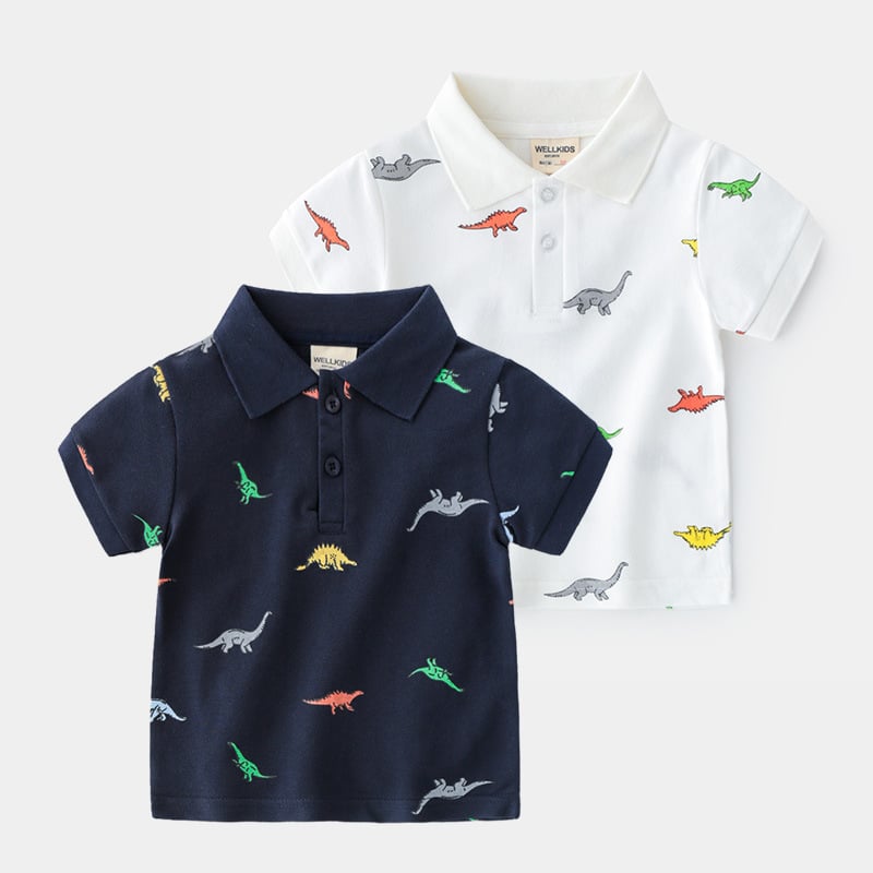 Boys' Dinosaur Cartoon Casual Moisture-Wicking Cotton T-Shirt