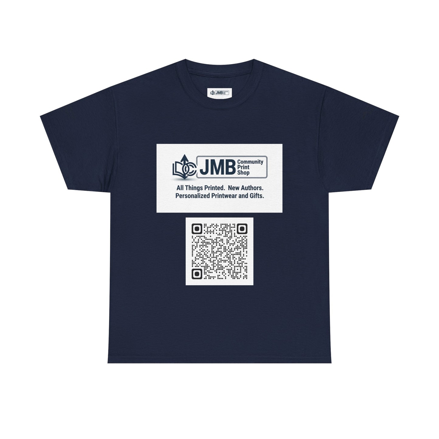 JMB Community Print Shop Logo Tee — Personalized Print & New Authors Promotional T‑Shirt