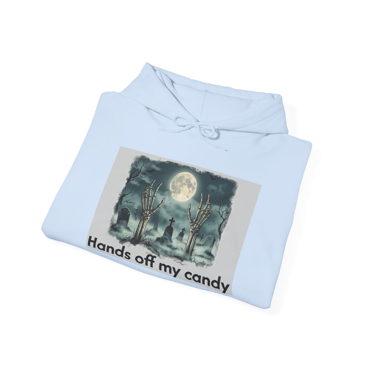 Hoodie — 'Hands Off My Candy' Halloween Moonlit Graveyard Graphic