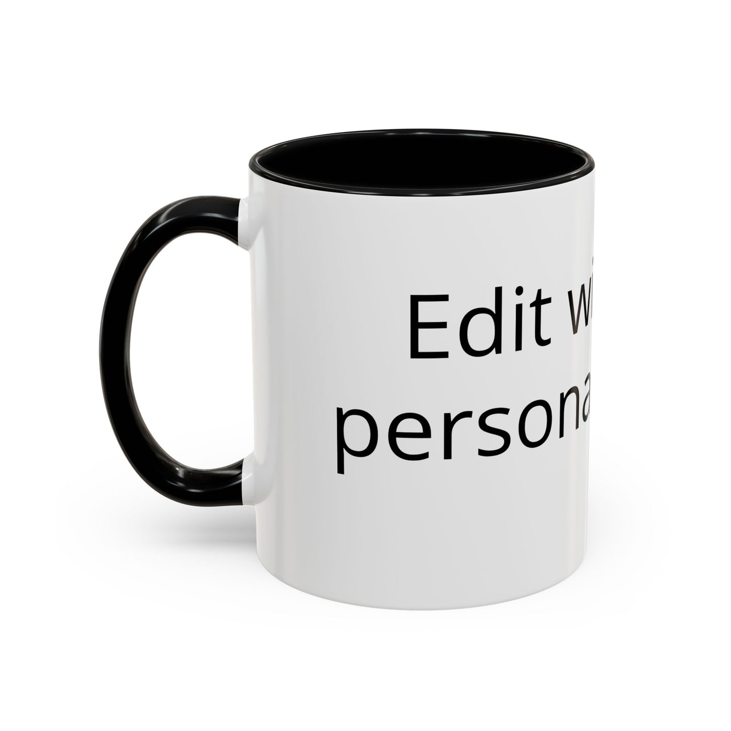 Personalized Accent Coffee Mug — Custom Text Black-Trim 11/15oz