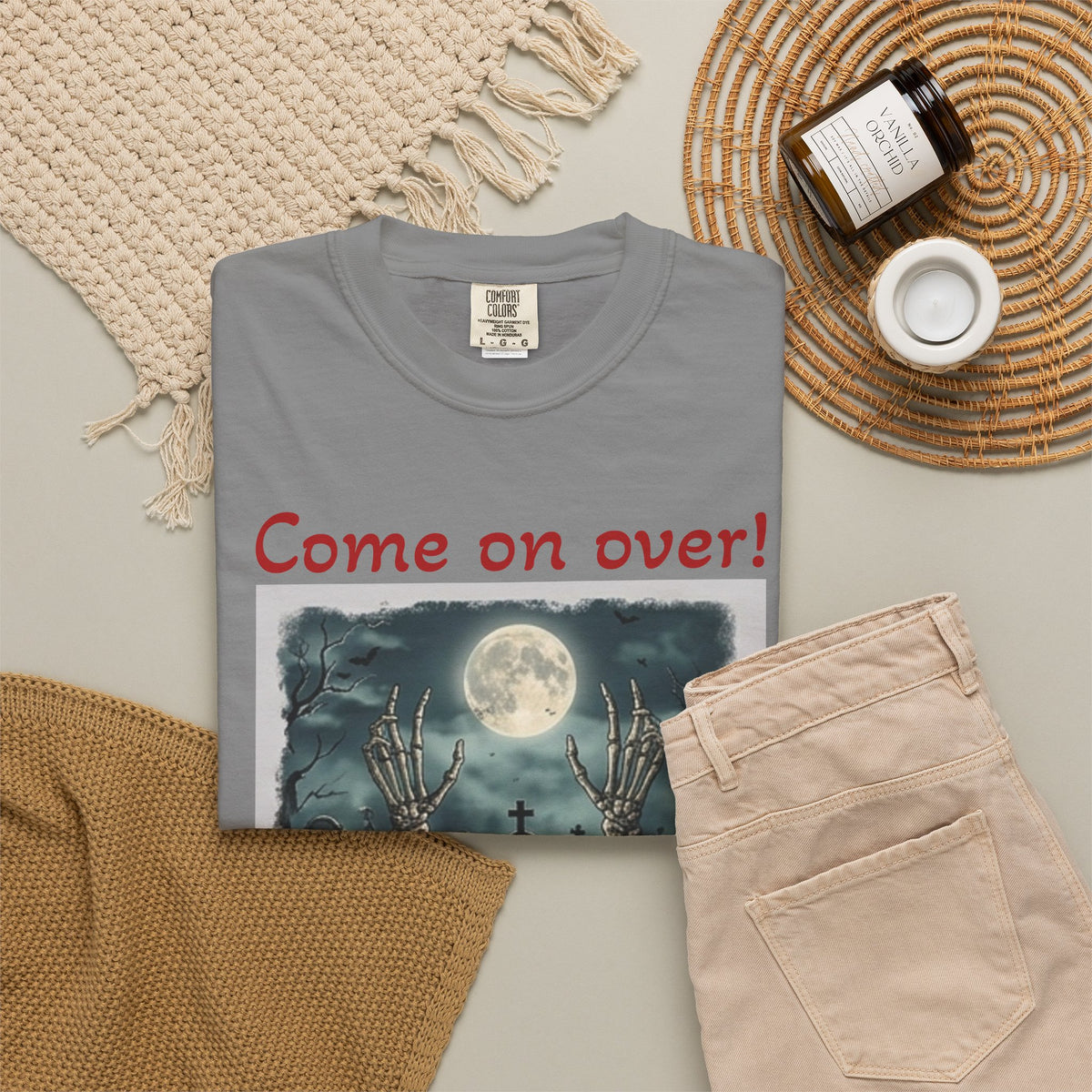 Come On Over! Funny Halloween T-Shirt — “My friends are dying to eat you, I mean, meet you.”