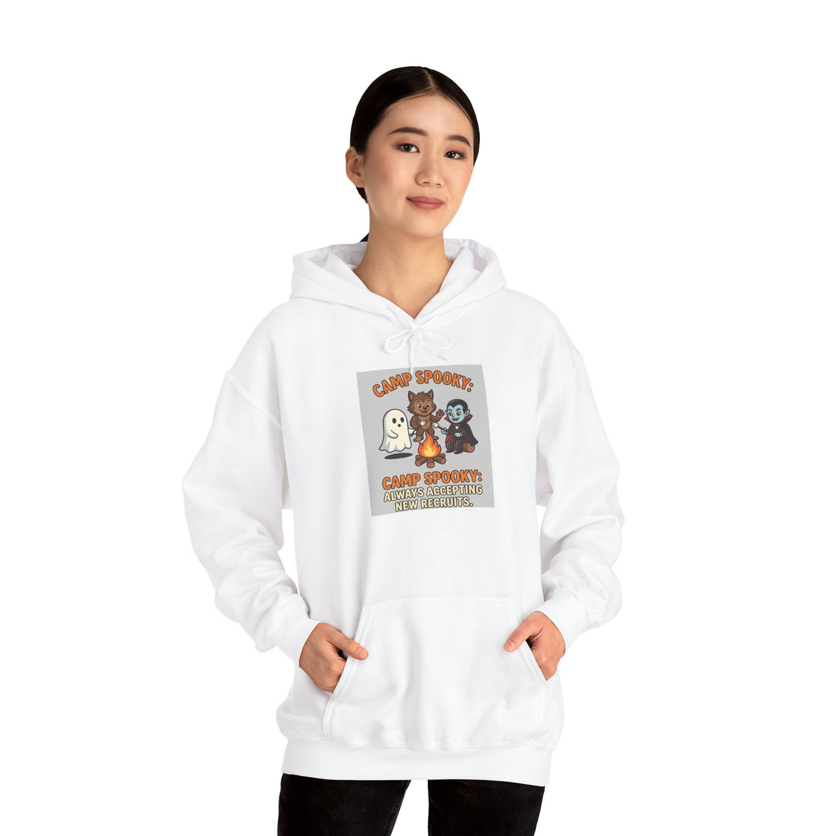 Halloween Camp Ghost Hoodie — "Camp Spooky" Cute Ghosts & Bonfire Sweatshirt