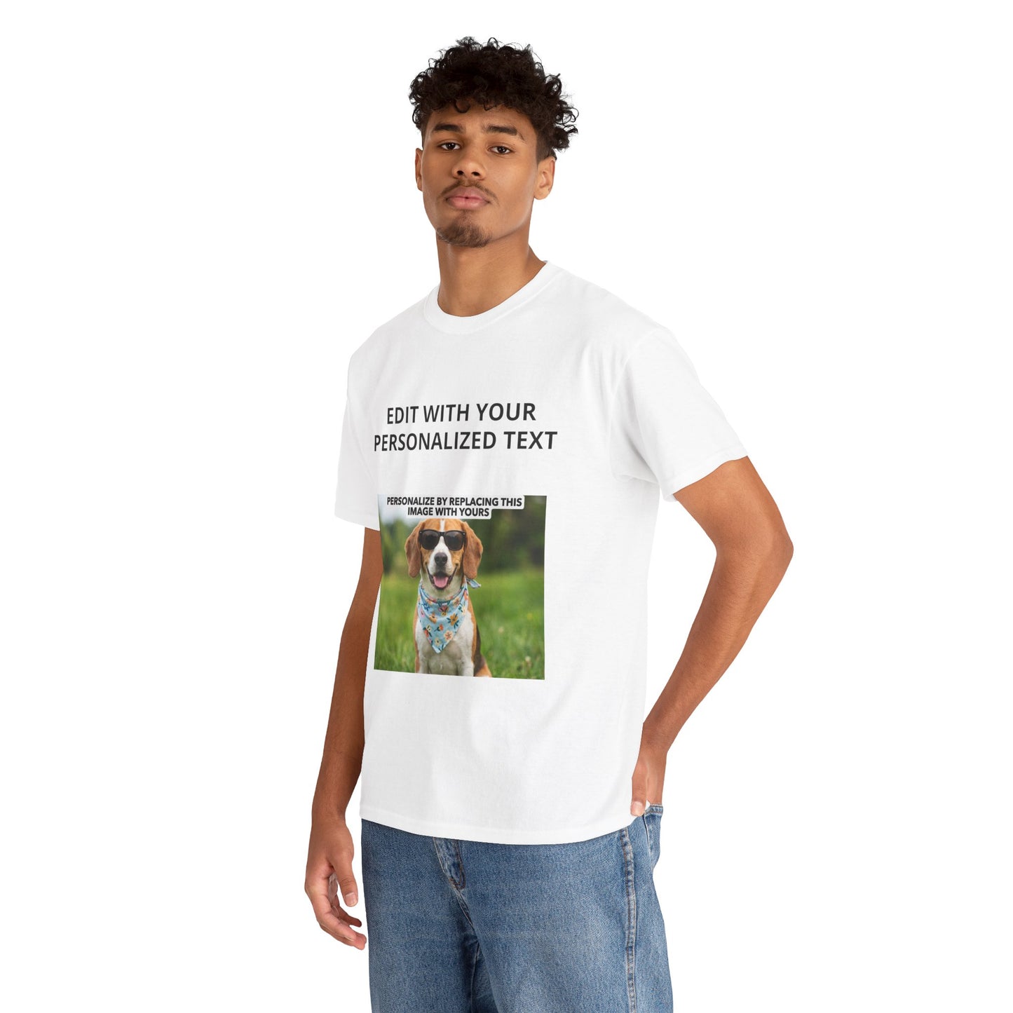 Fully Customizable Multi-Photo T-Shirt – Personalized Text & Image 2-Zone Tee
