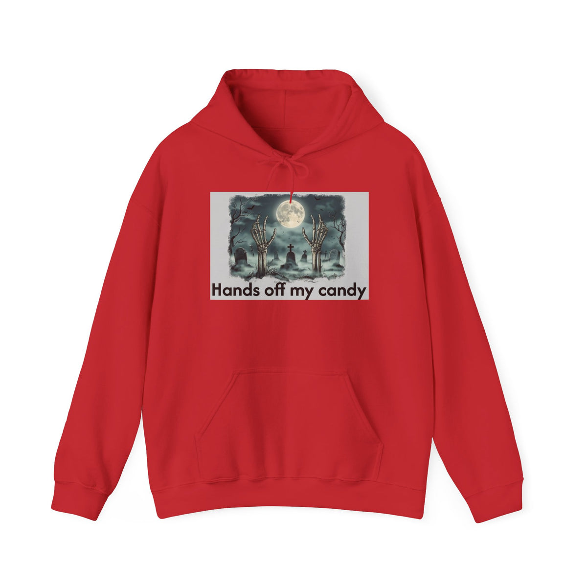Hoodie — 'Hands Off My Candy' Halloween Moonlit Graveyard Graphic
