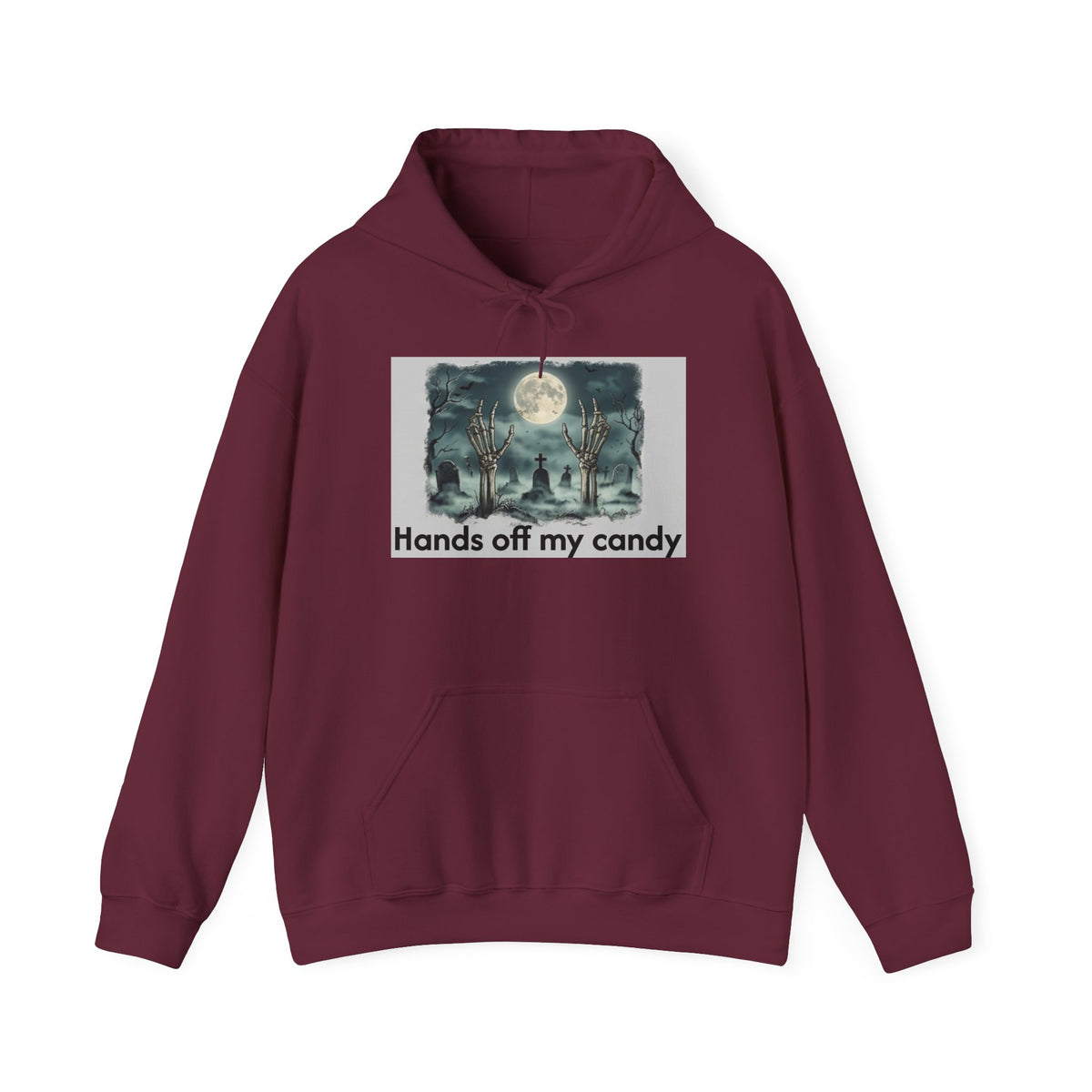Hoodie — 'Hands Off My Candy' Halloween Moonlit Graveyard Graphic