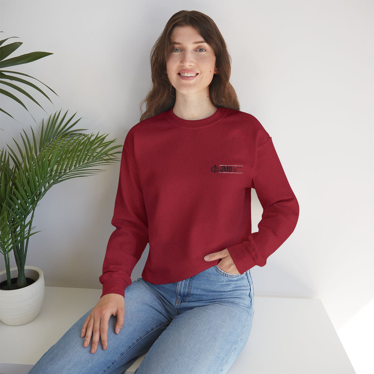 JMB Community Print Shop Embroidered Crewneck Sweatshirt — Logo Chest Design