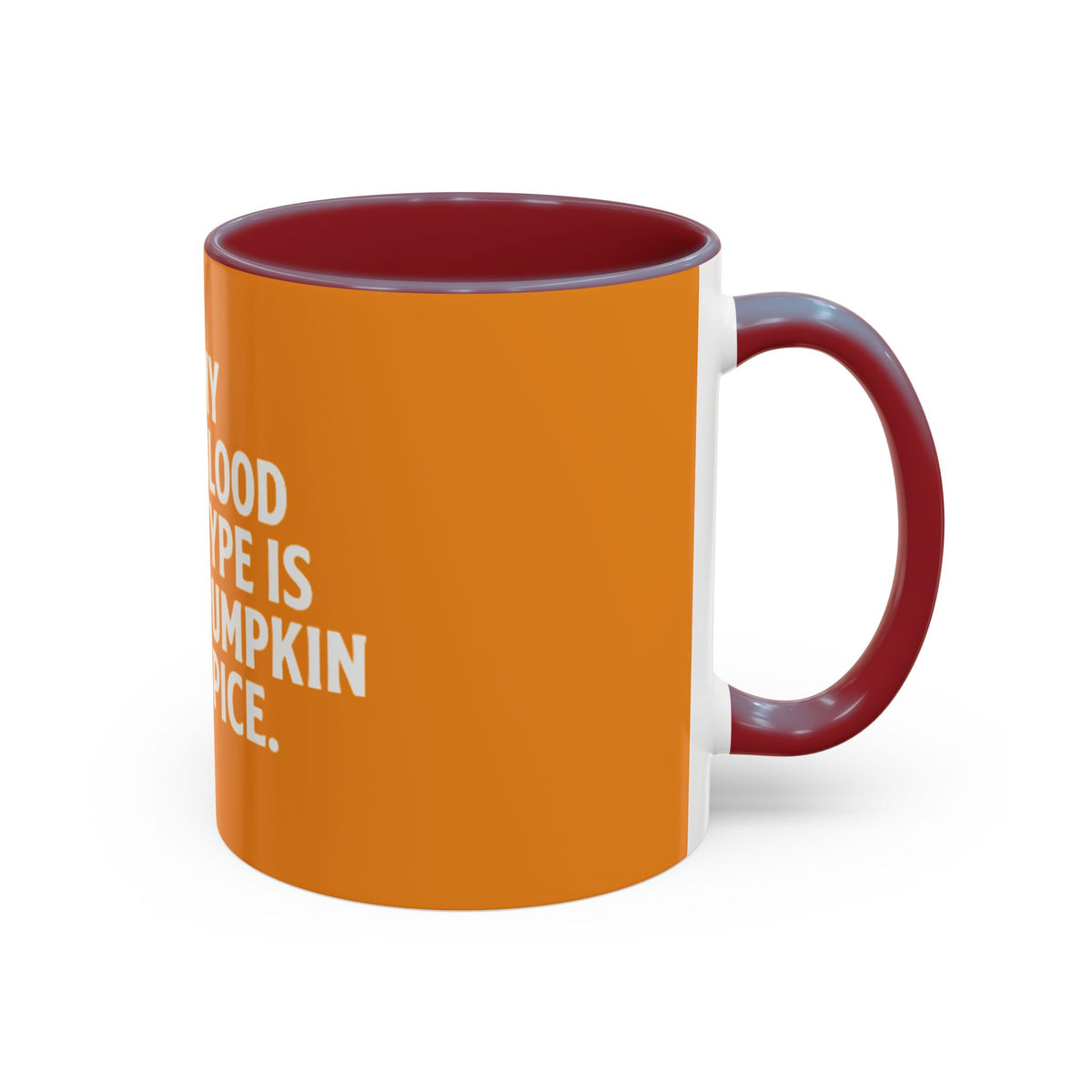 Pumpkin Spice Skull Coffee Mug — “My Blood Type Is Pumpkin Spice” Accent Mug