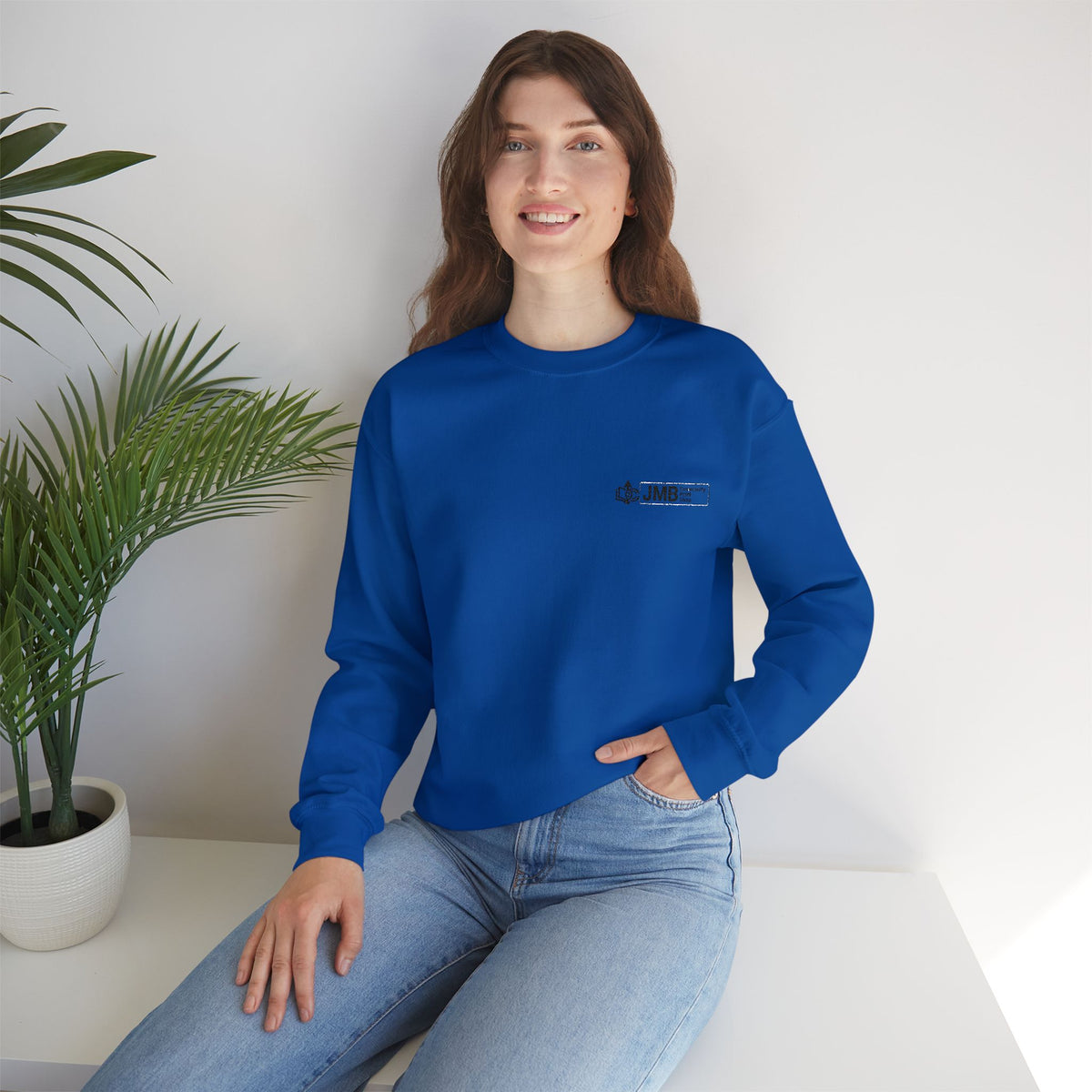 JMB Community Print Shop Embroidered Crewneck Sweatshirt — Logo Chest Design