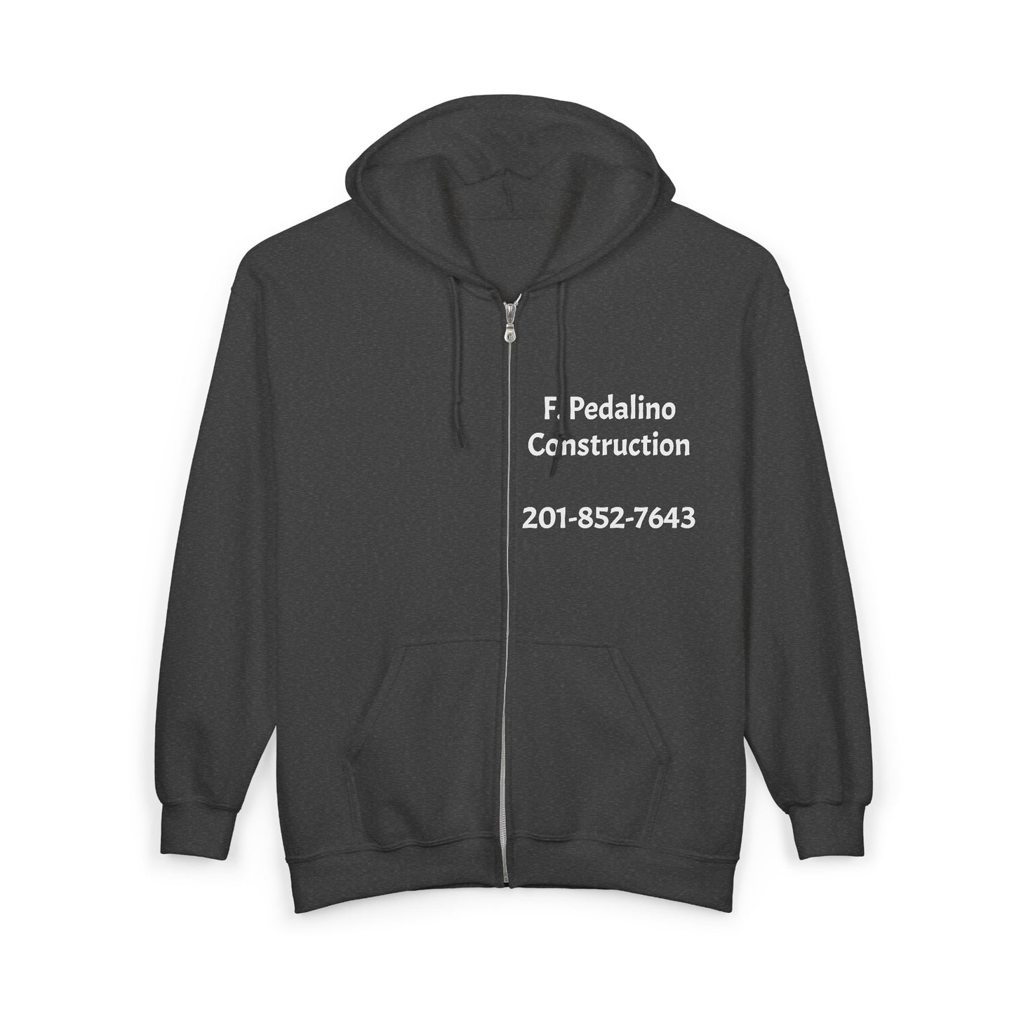 Construction Company Zip Hoodie — F. Pedalino Construction Logo & Phone