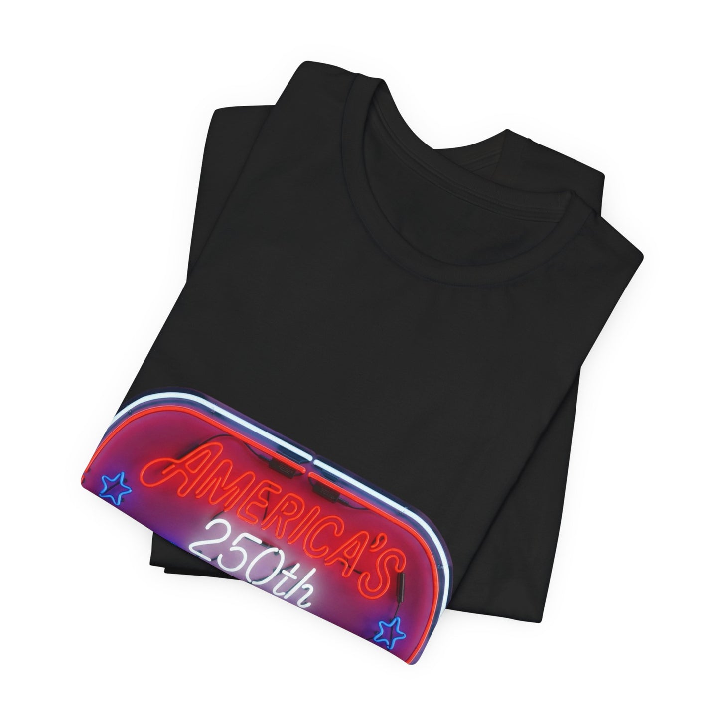 250th Birthday Neon Sign Tee — Retro Birthday Graphic T-Shirt