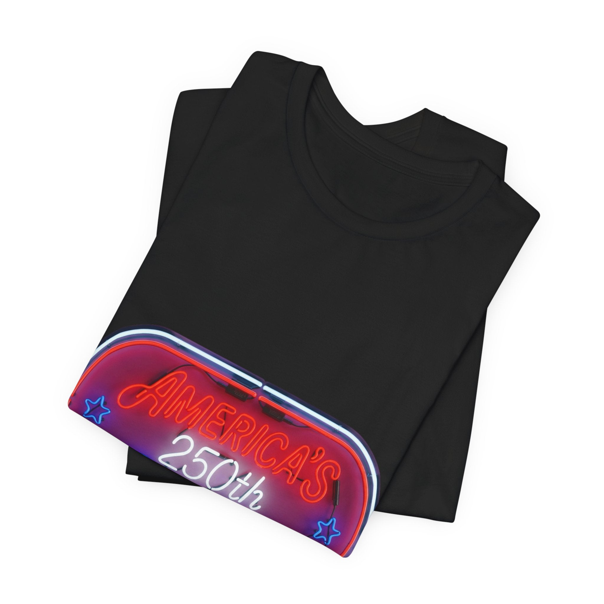 250th Birthday Neon Sign Tee — Retro Birthday Graphic T-Shirt
