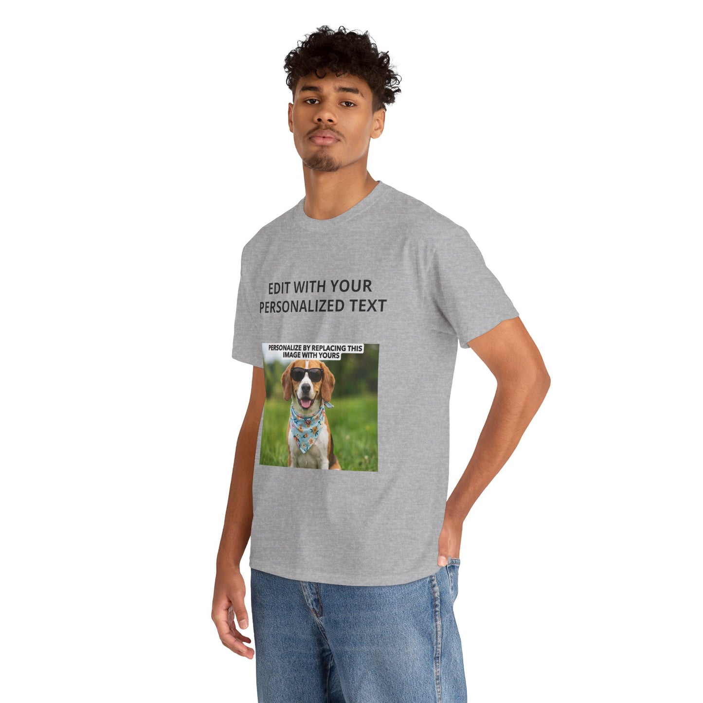 Fully Customizable Multi-Photo T-Shirt – Personalized Text & Image 2-Zone Tee