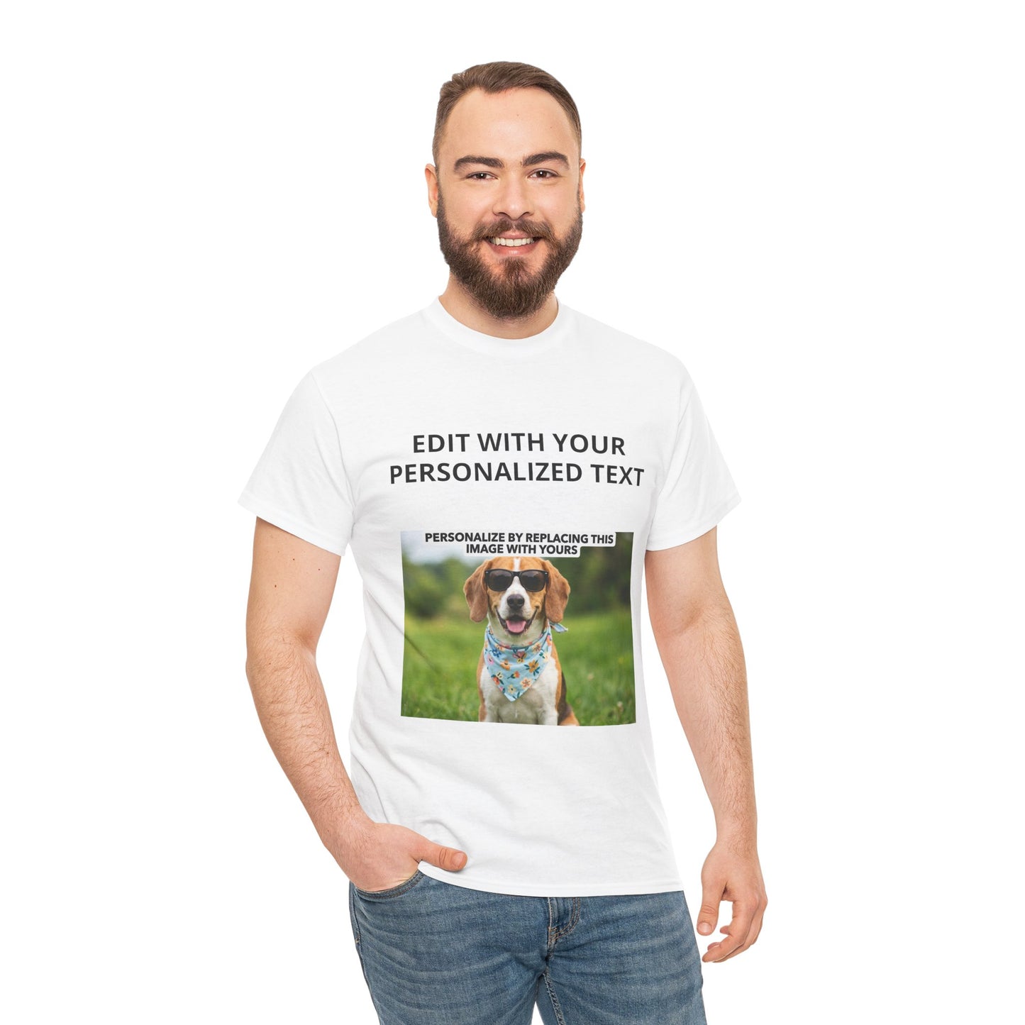 Fully Customizable Multi-Photo T-Shirt – Personalized Text & Image 2-Zone Tee