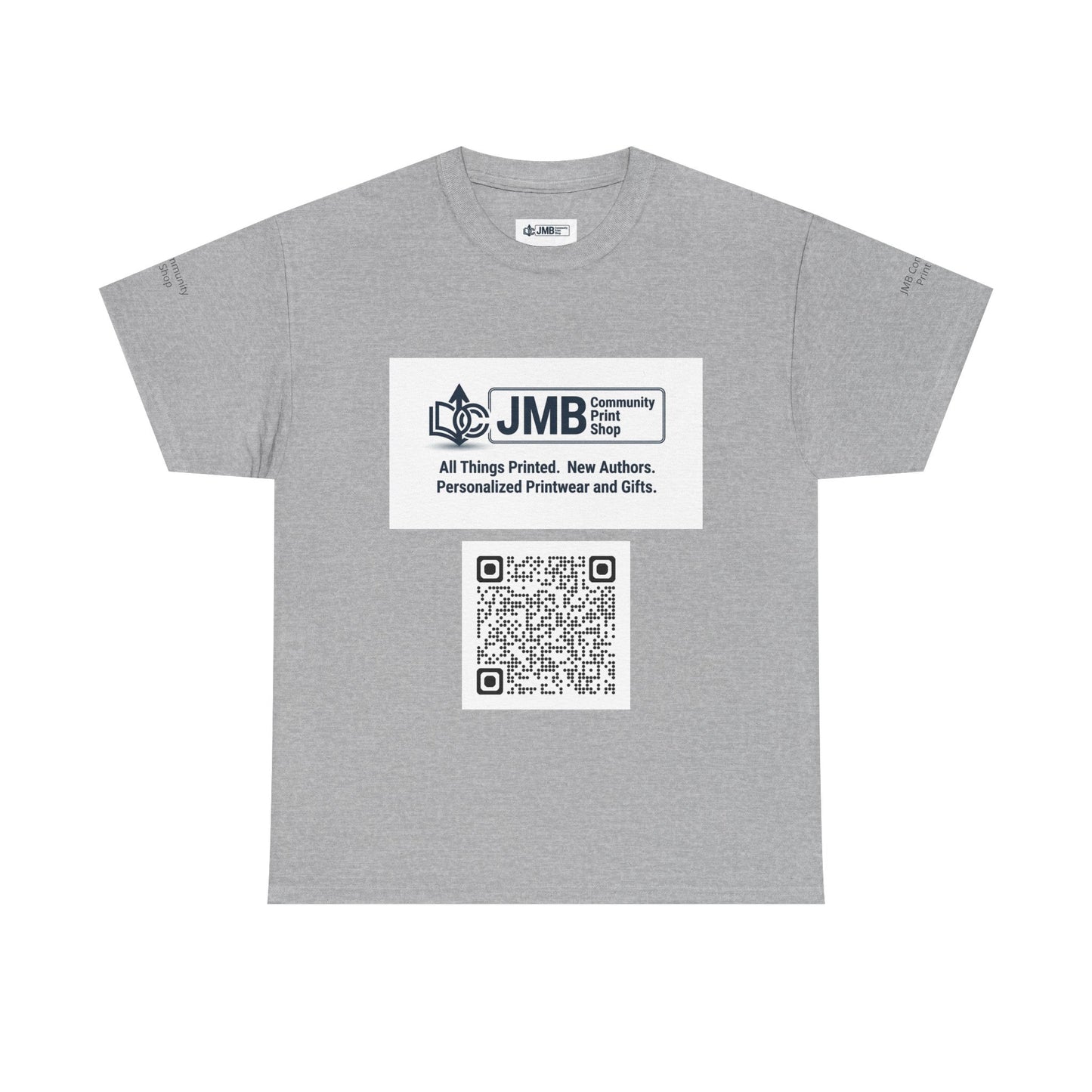JMB Community Print Shop Logo Tee — Personalized Print & New Authors Promotional T‑Shirt