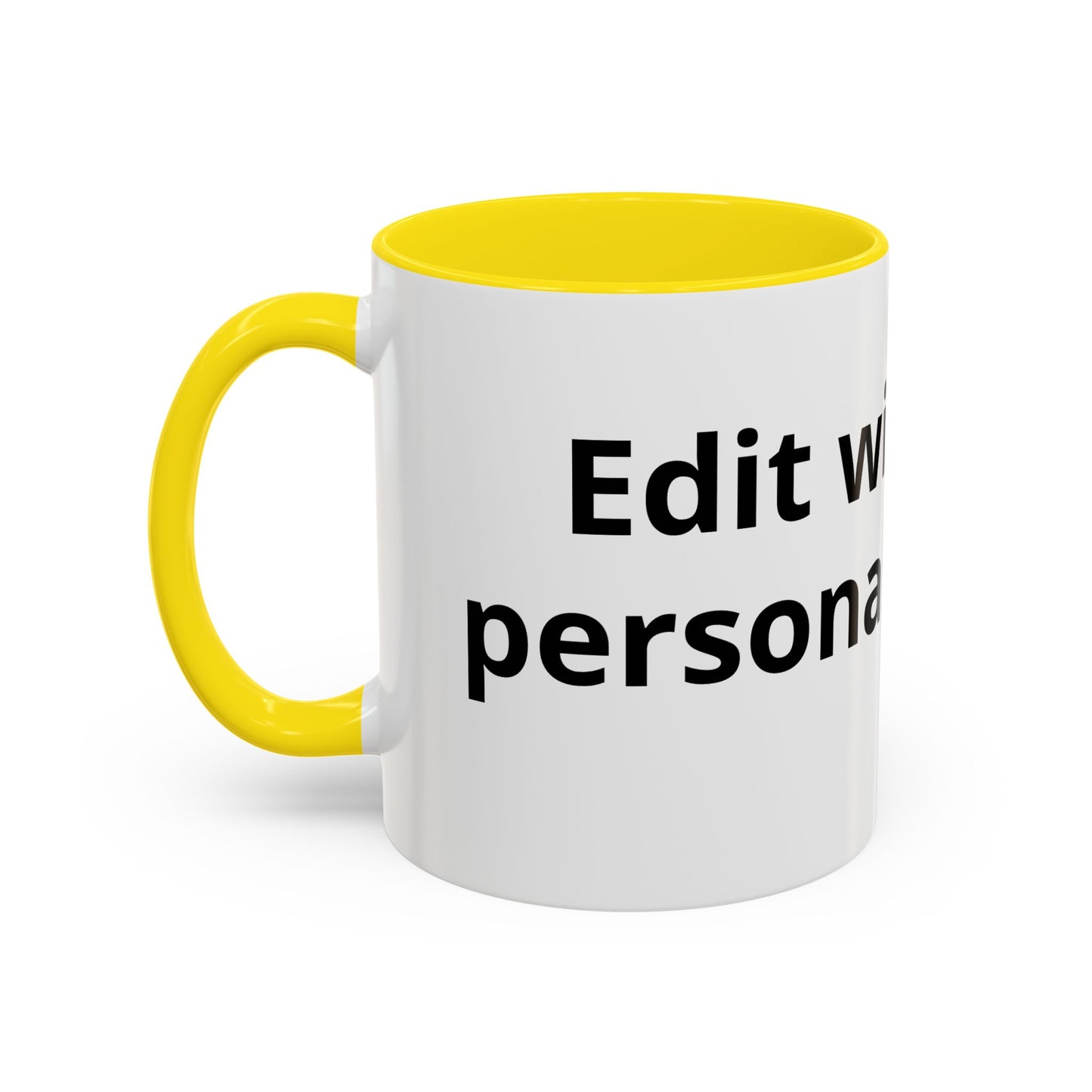 Personalized Accent Coffee Mug — Custom Text Black-Trim 11/15oz