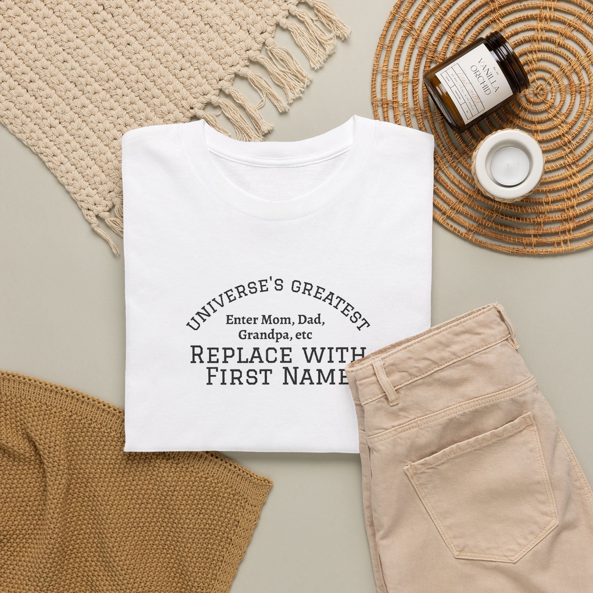 Universe's Greatest Mom, Dad, or More Personalized and Embroidered T-Shirt