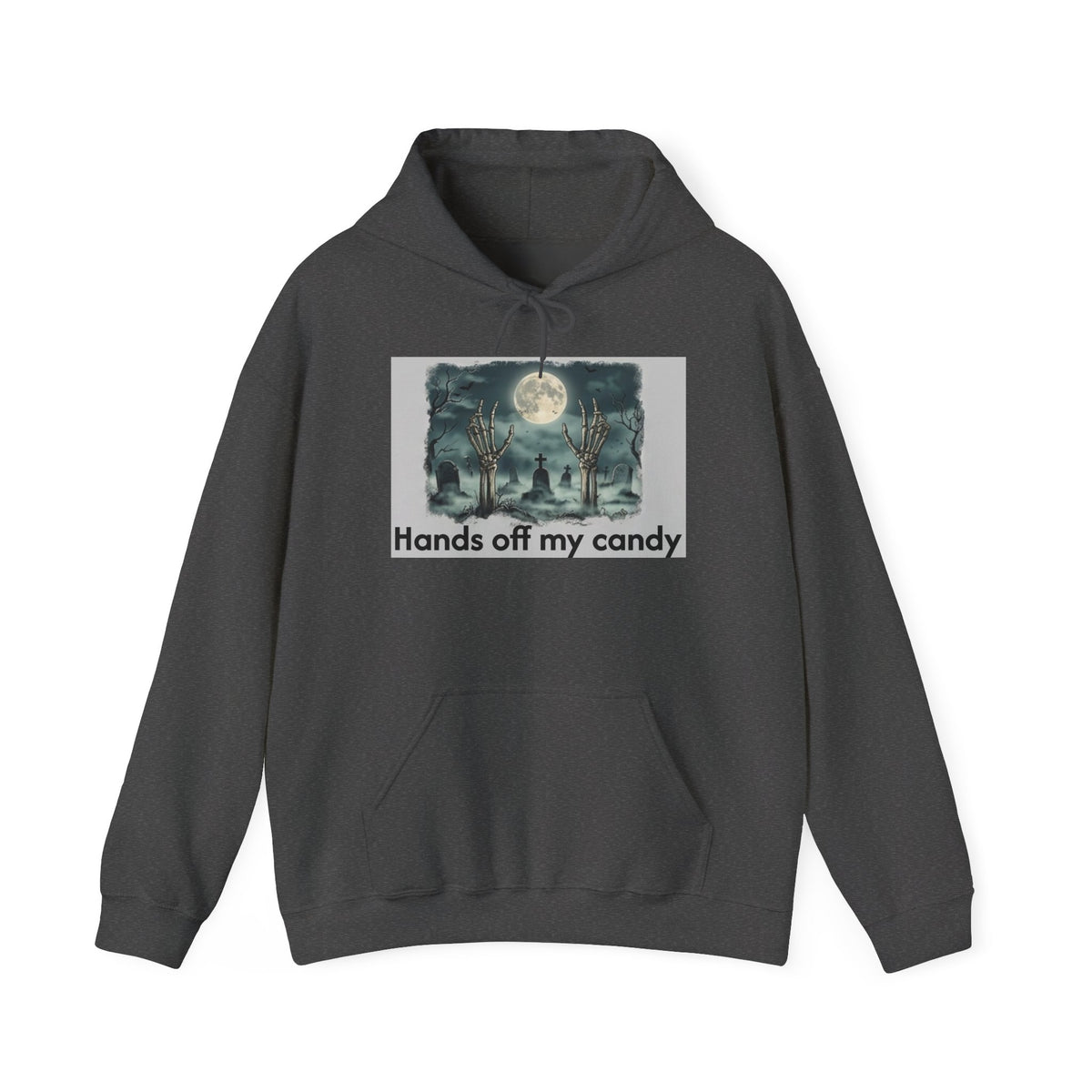 Hoodie — 'Hands Off My Candy' Halloween Moonlit Graveyard Graphic