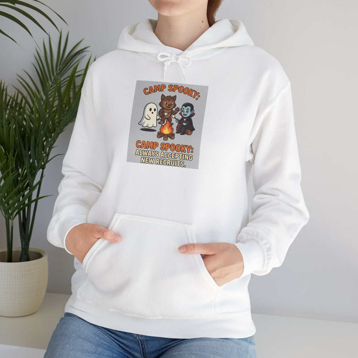 Halloween Camp Ghost Hoodie — "Camp Spooky" Cute Ghosts & Bonfire Sweatshirt