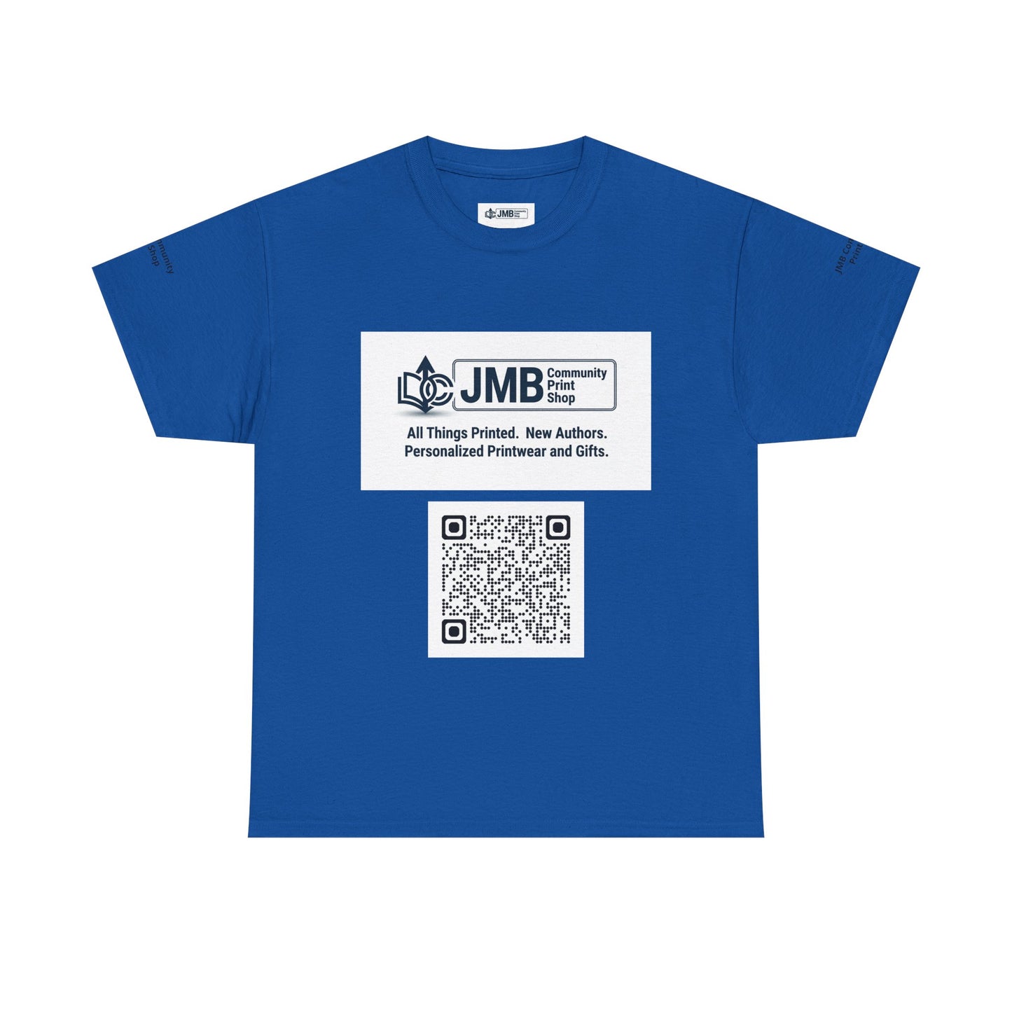 JMB Community Print Shop Logo Tee — Personalized Print & New Authors Promotional T‑Shirt