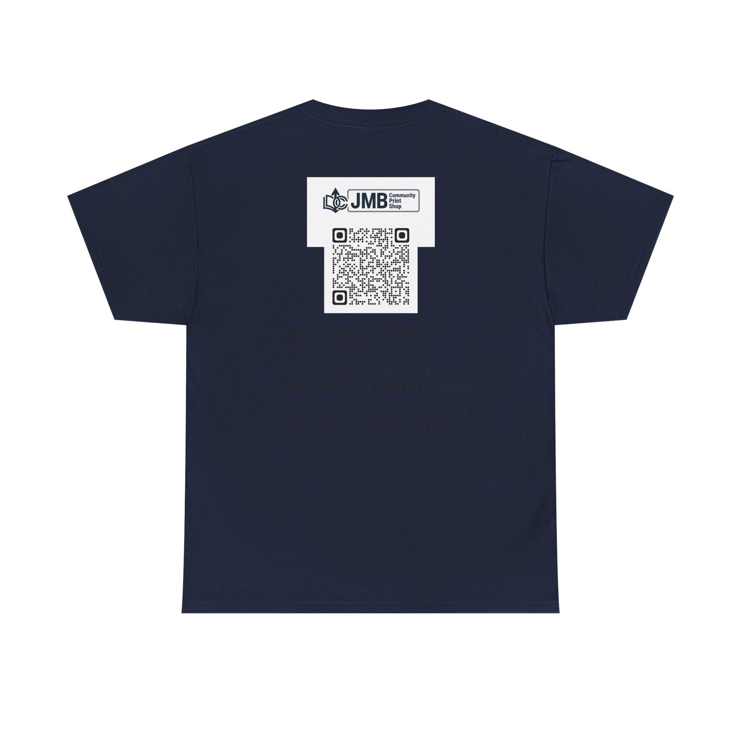 JMB Community Print Shop Logo Tee — Personalized Print & New Authors Promotional T‑Shirt