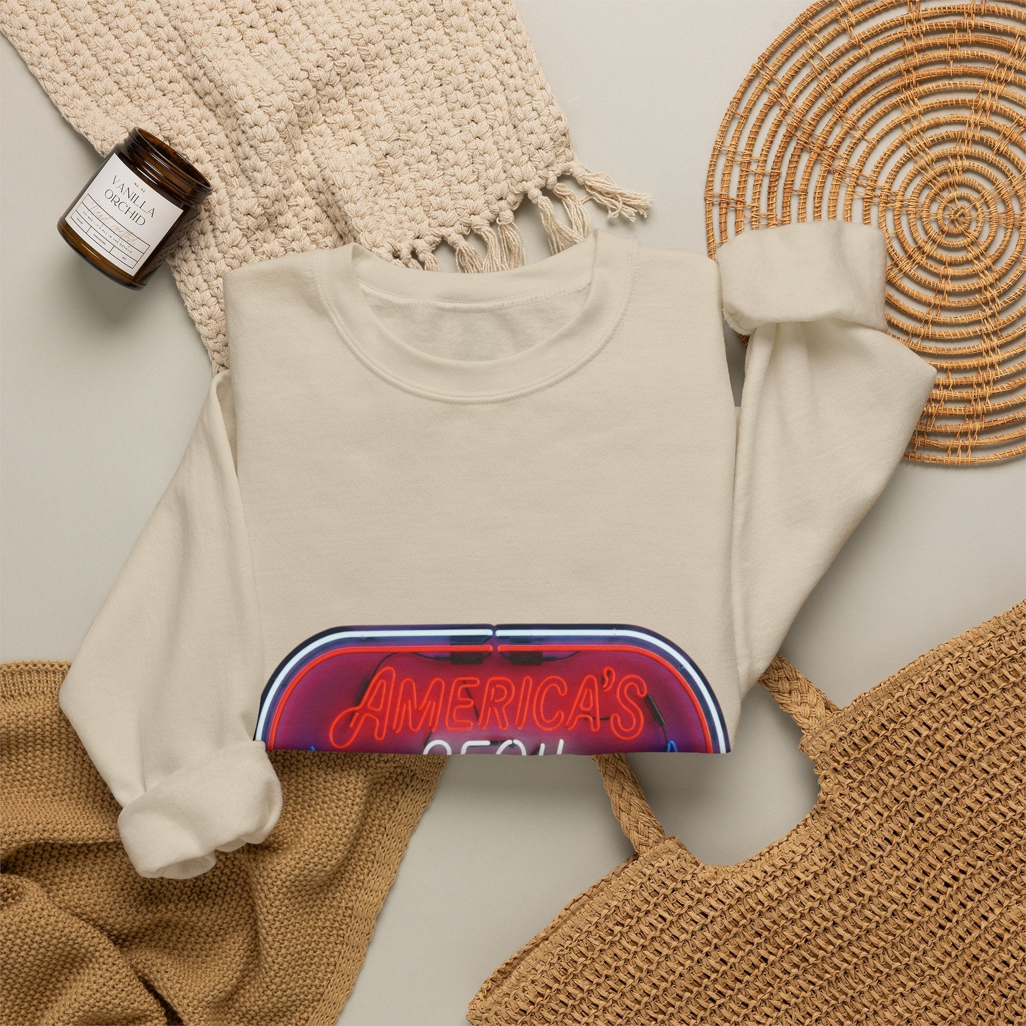 250th Birthday Neon Sign Crewneck Sweatshirt
