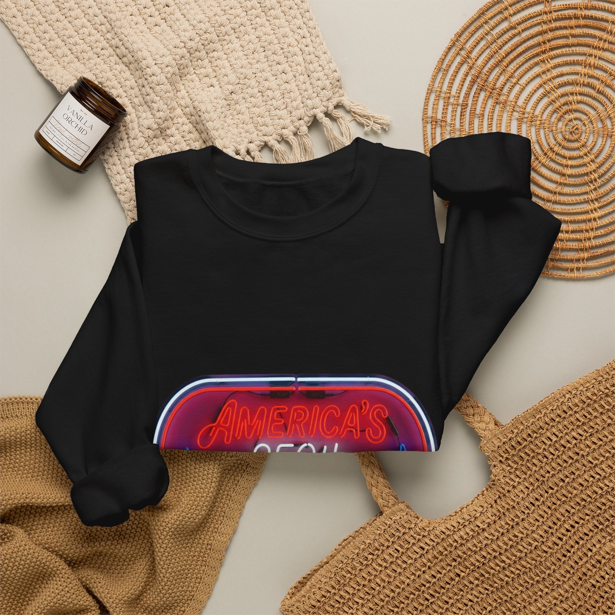 250th Birthday Neon Sign Crewneck Sweatshirt