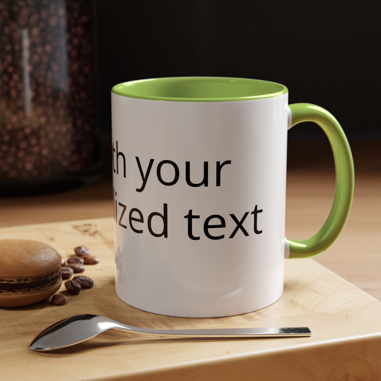 Personalized Accent Coffee Mug — Custom Text Black-Trim 11/15oz