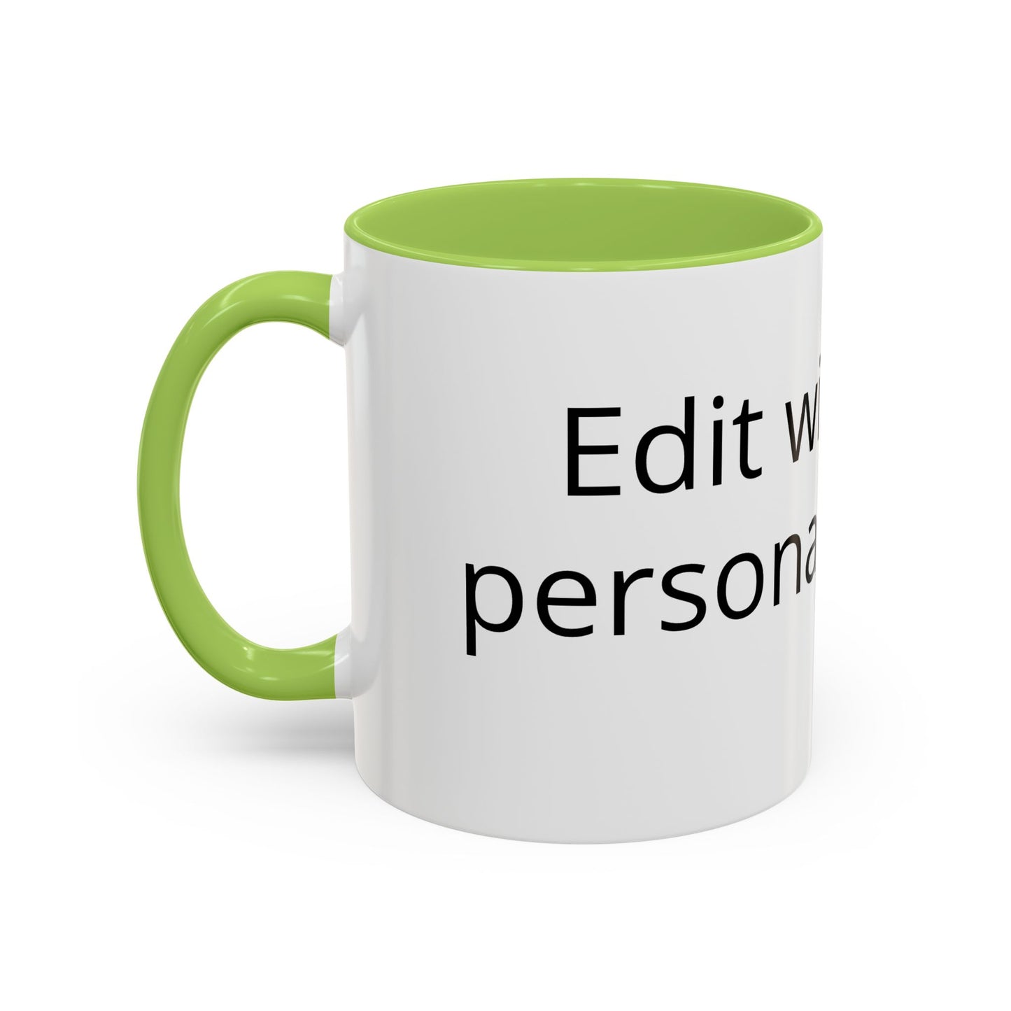 Personalized Accent Coffee Mug — Custom Text Black-Trim 11/15oz